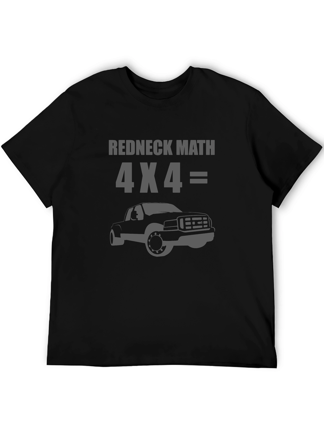 Black Redneck Math 4x4 Truck T-Shirt view 5
