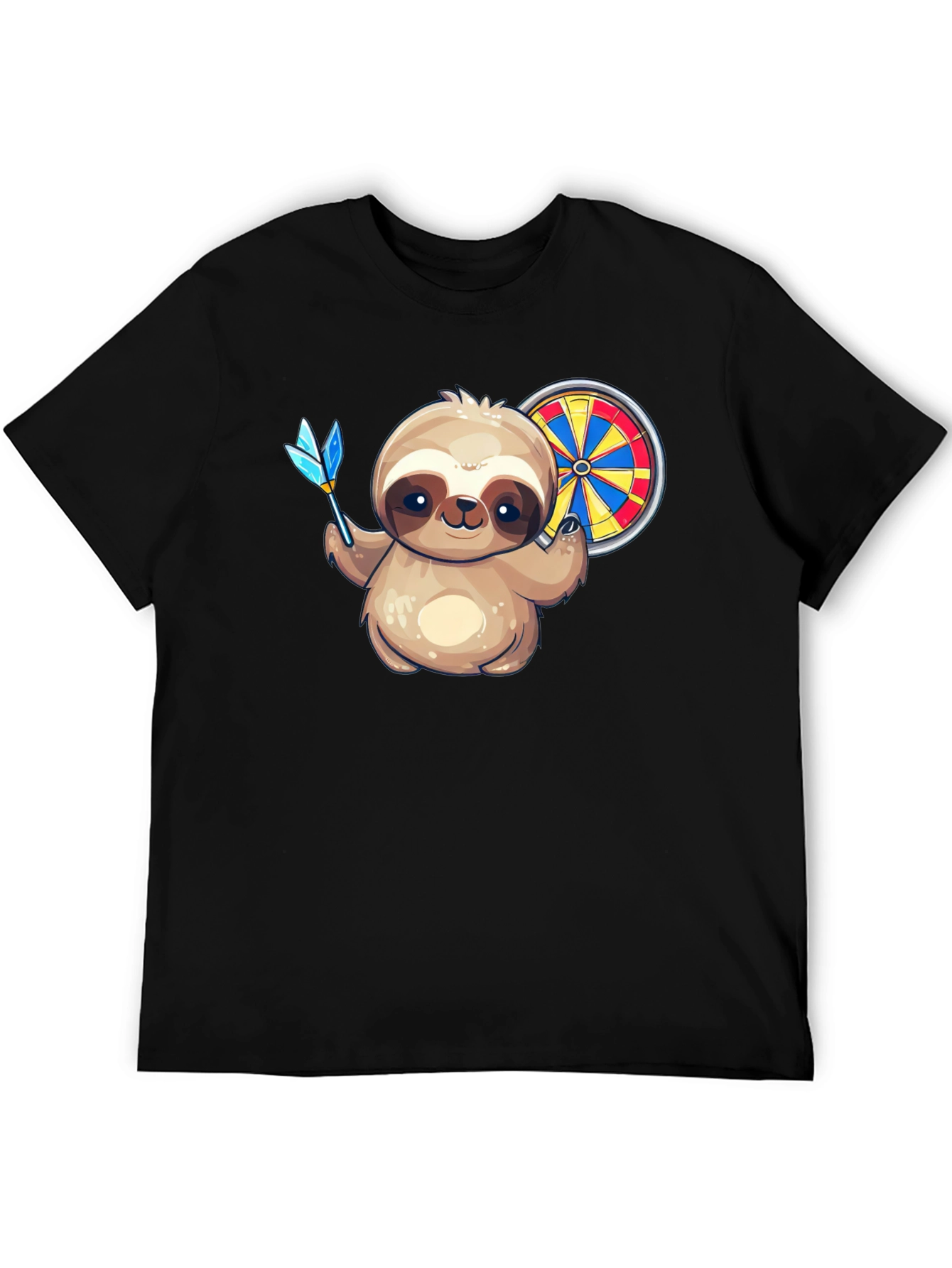 Black Sloth Dart T-Shirt - Novelty Graphic Tee for Dart Lovers view 5