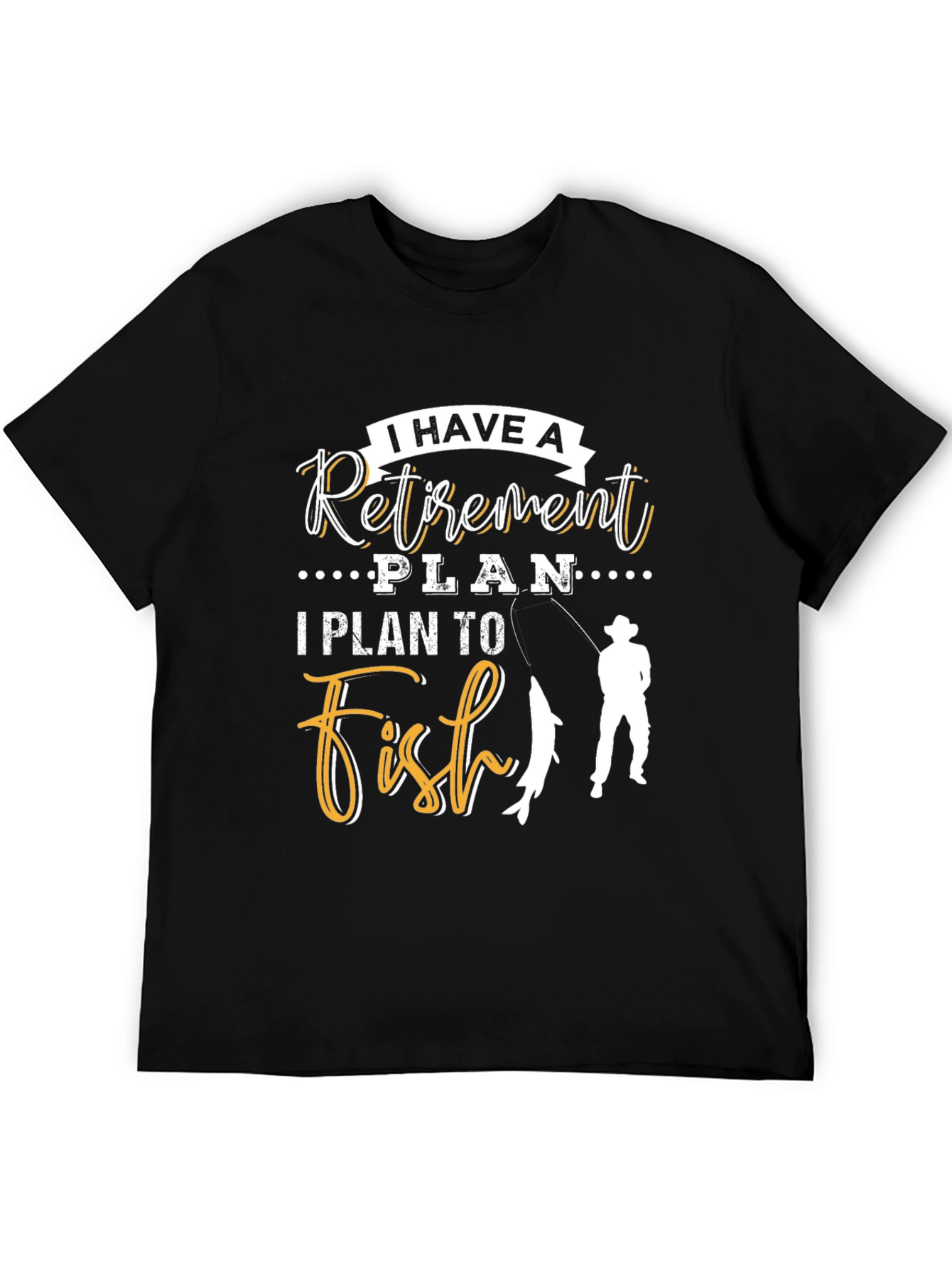 Black Retirement Plan Fishing T-Shirt view 5