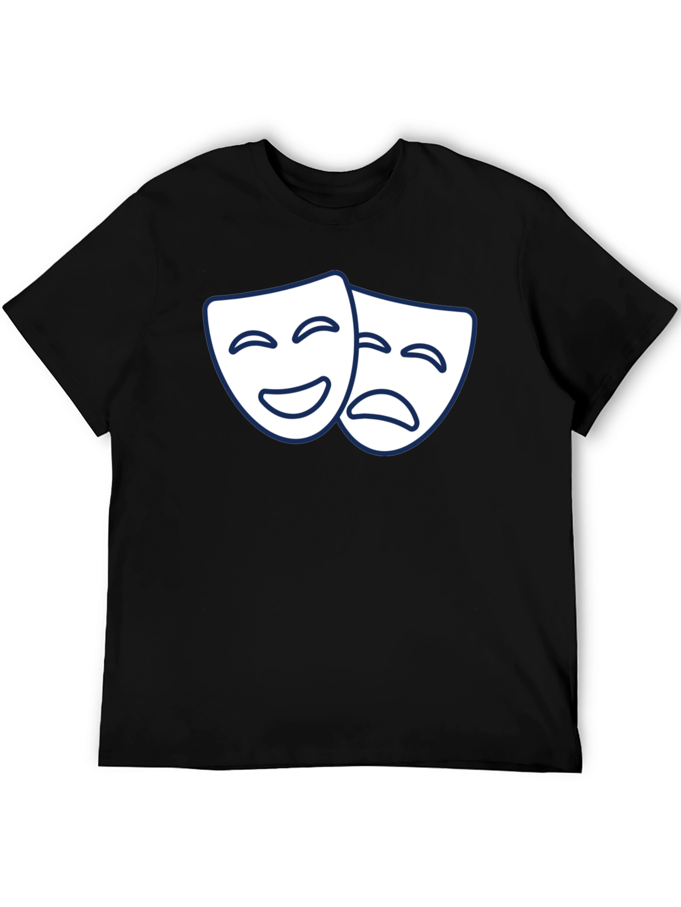 Black Comedy Tragedy Masks Graphic T-Shirt - Black view 5