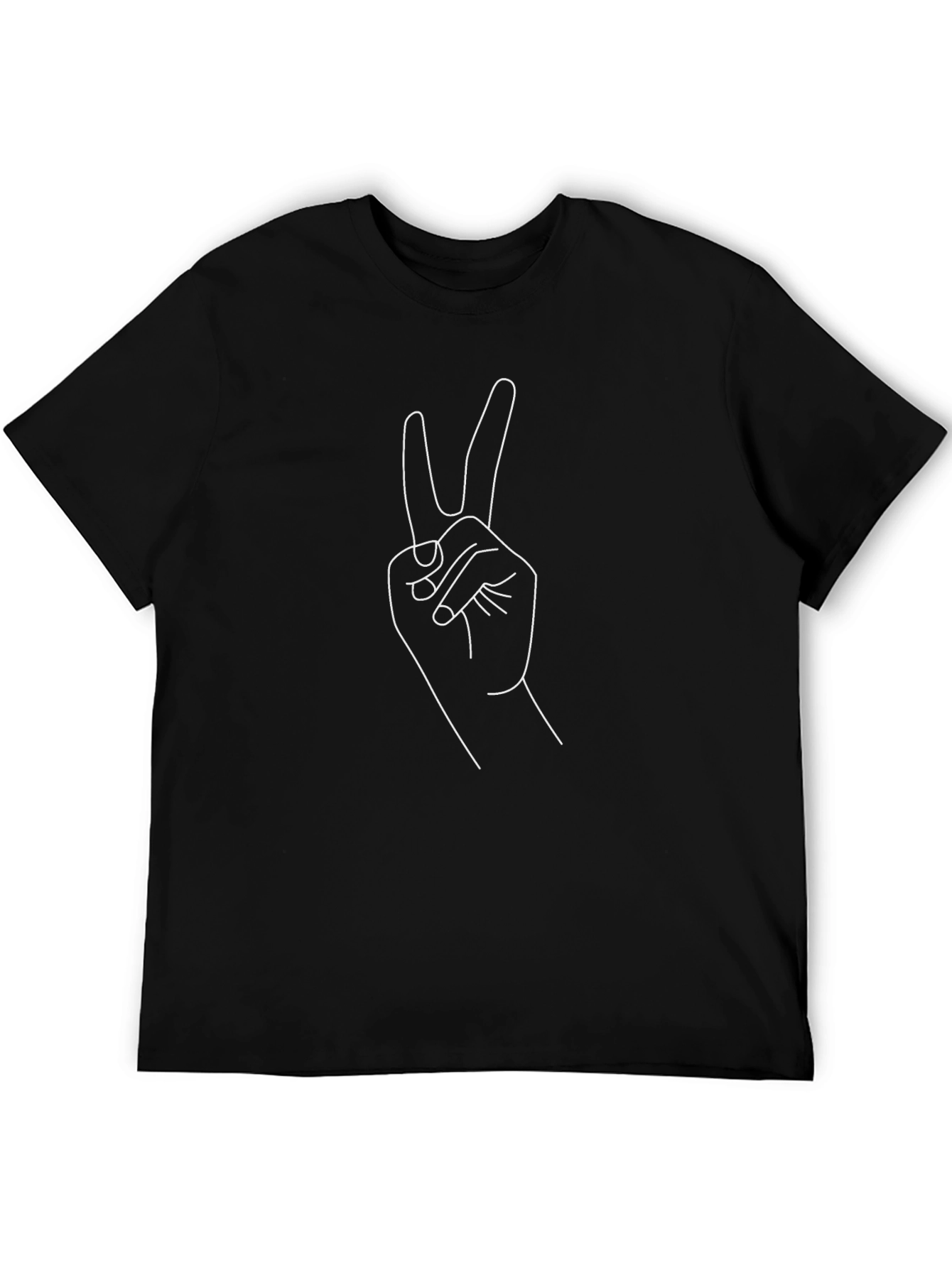 Black Peace Sign Graphic Tee - Minimalist Black T-Shirt view 5