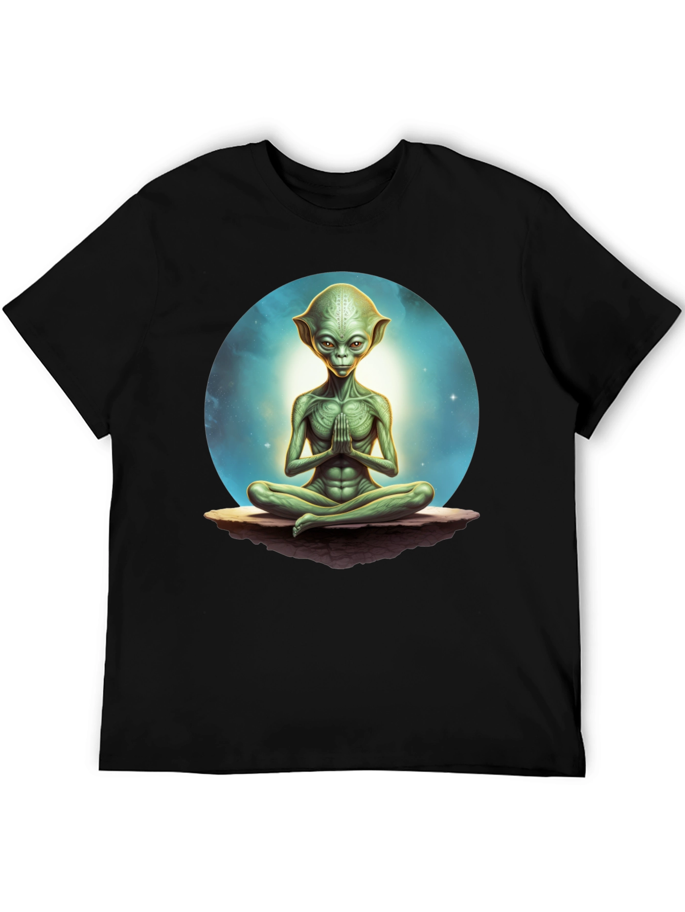 Black Meditating Alien Graphic Tee - Black view 5