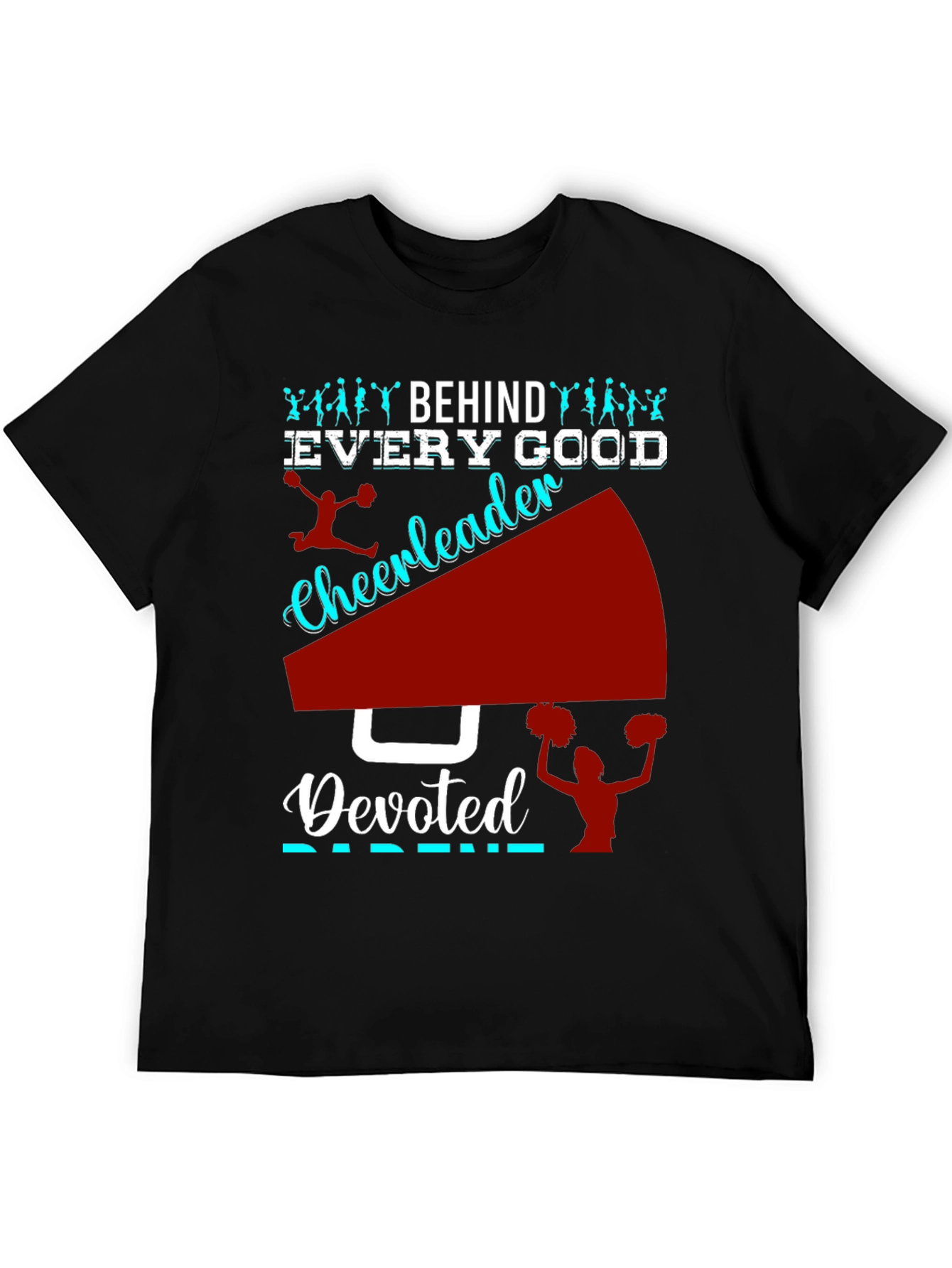 Black Devoted Cheerleader Parent T-Shirt view 5