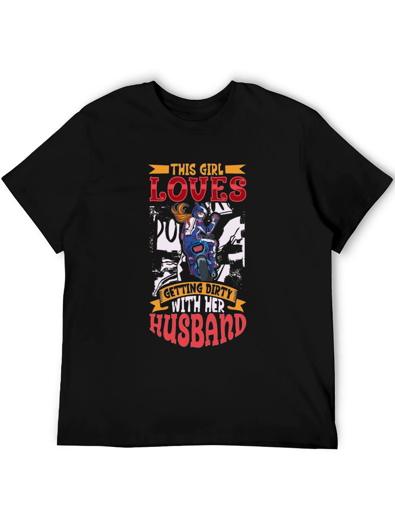 Black Motorcycle Loving Girl's T-Shirt view 5