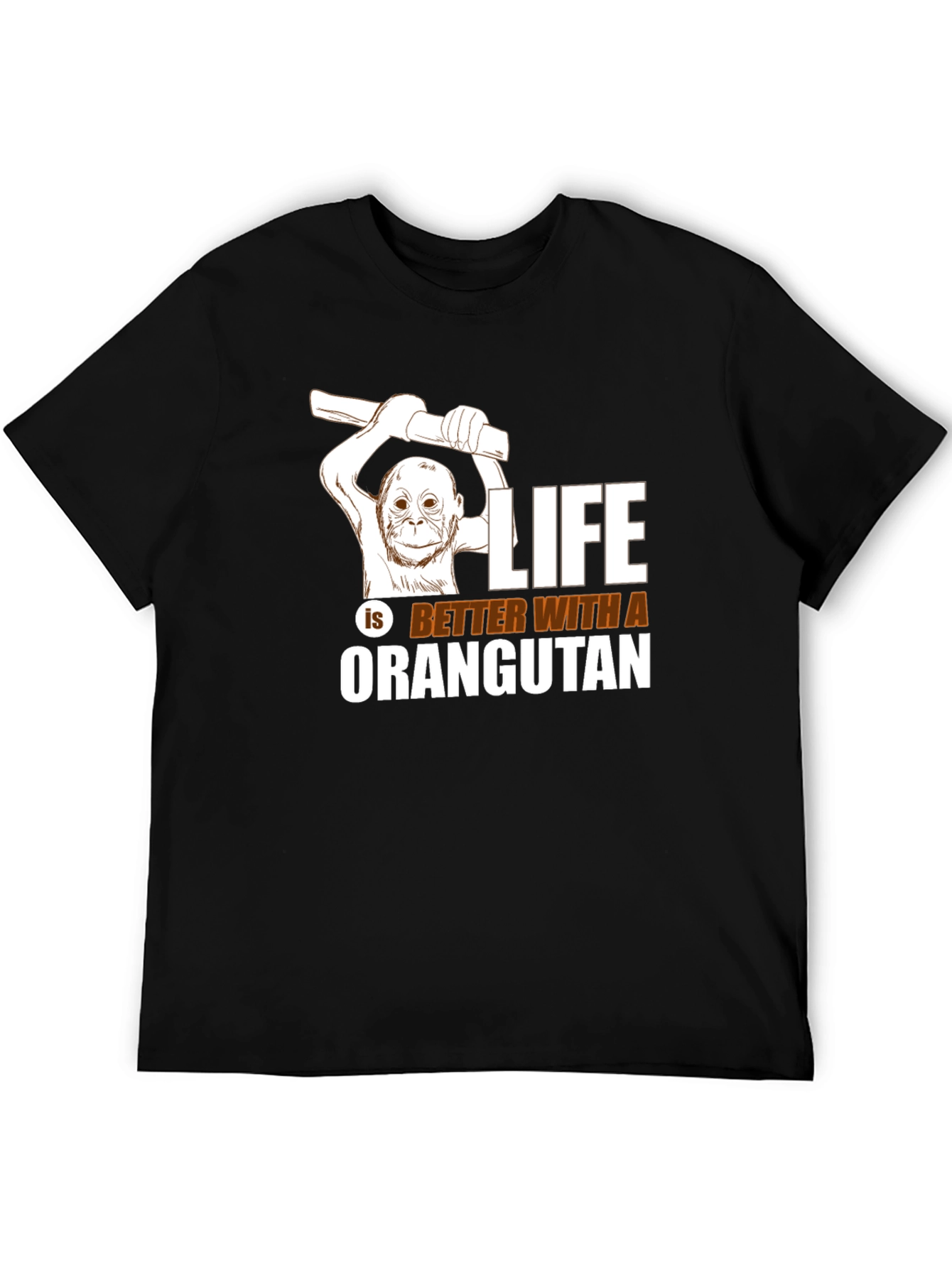 Black Orangutan Graphic Tee - Life is Better T-Shirt view 5