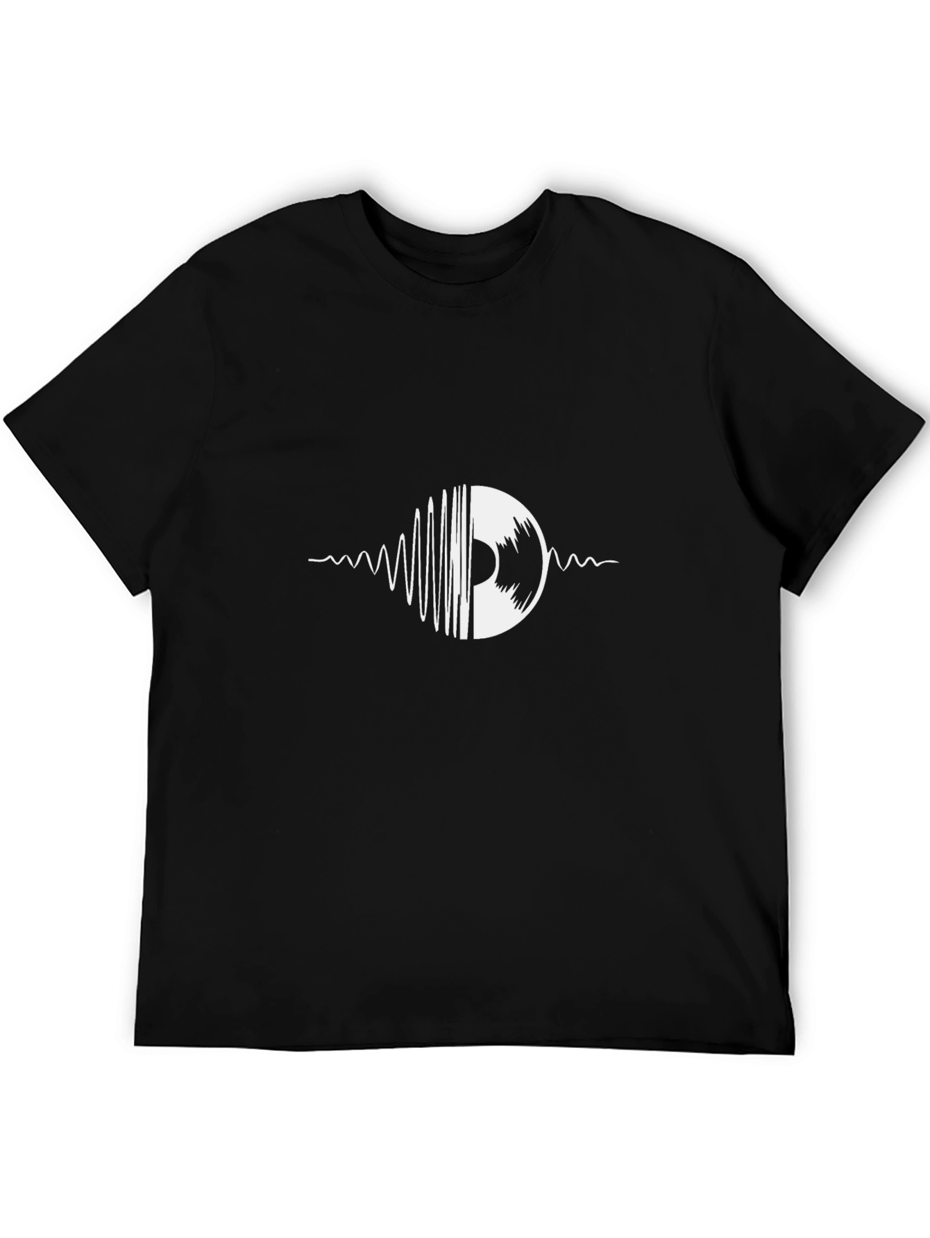 Black Vinyl Record Graphic Tee - Black Cotton T-Shirt view 5