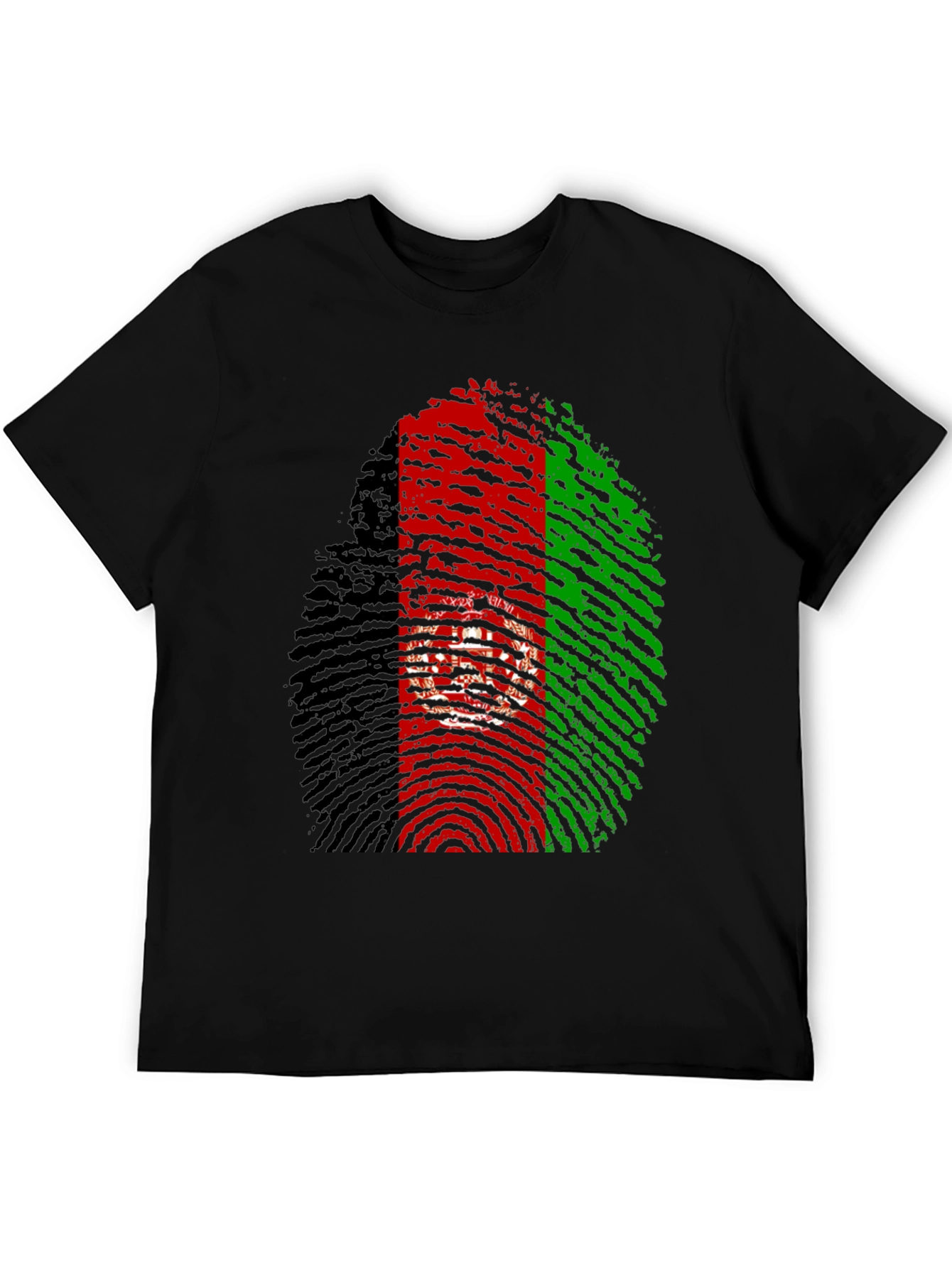 Black Afghanistan Flag Fingerprint T-Shirt view 5