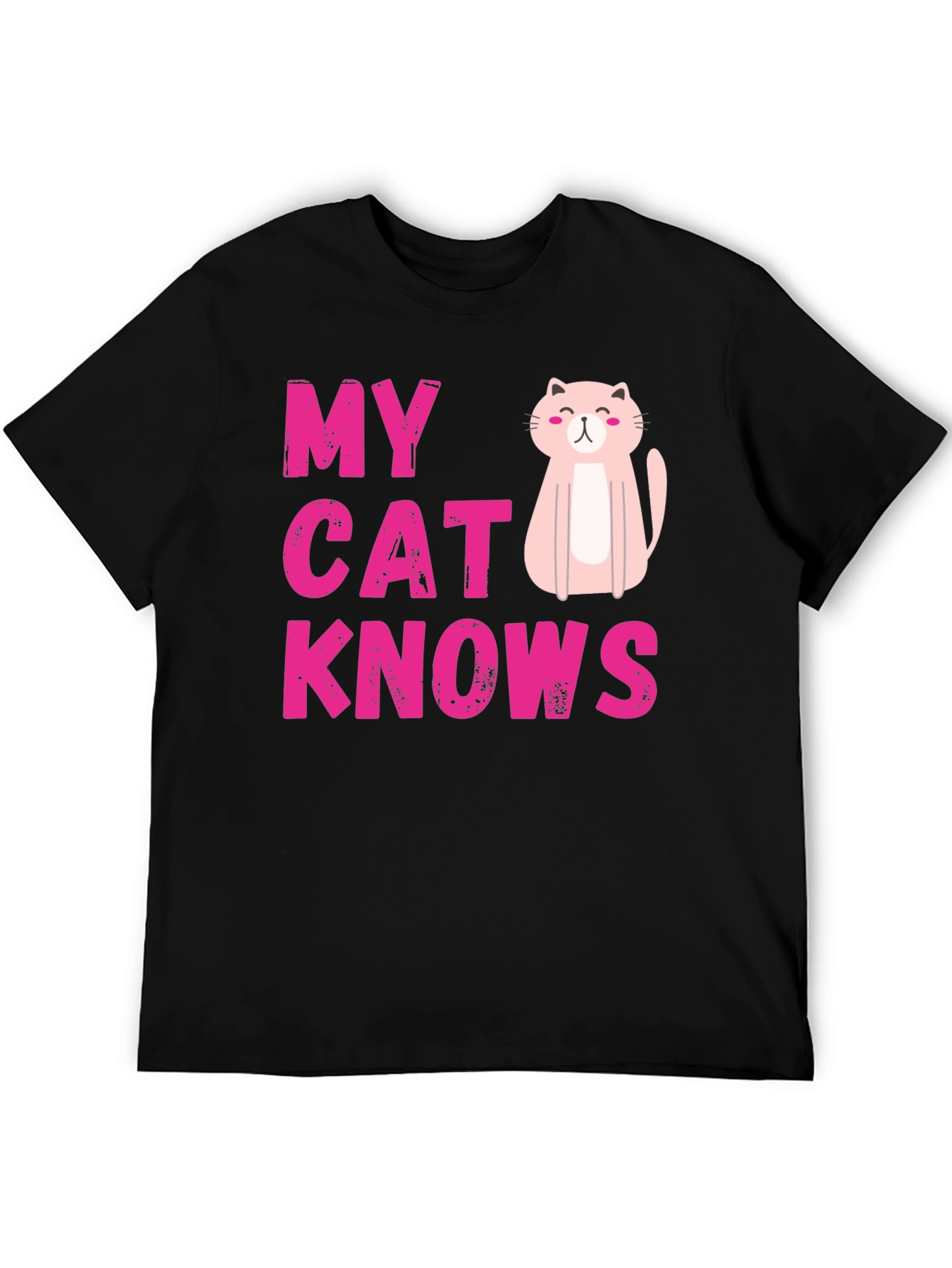 Black My Cat Knows T-Shirt - Cute Pink Graphic Tee view 5