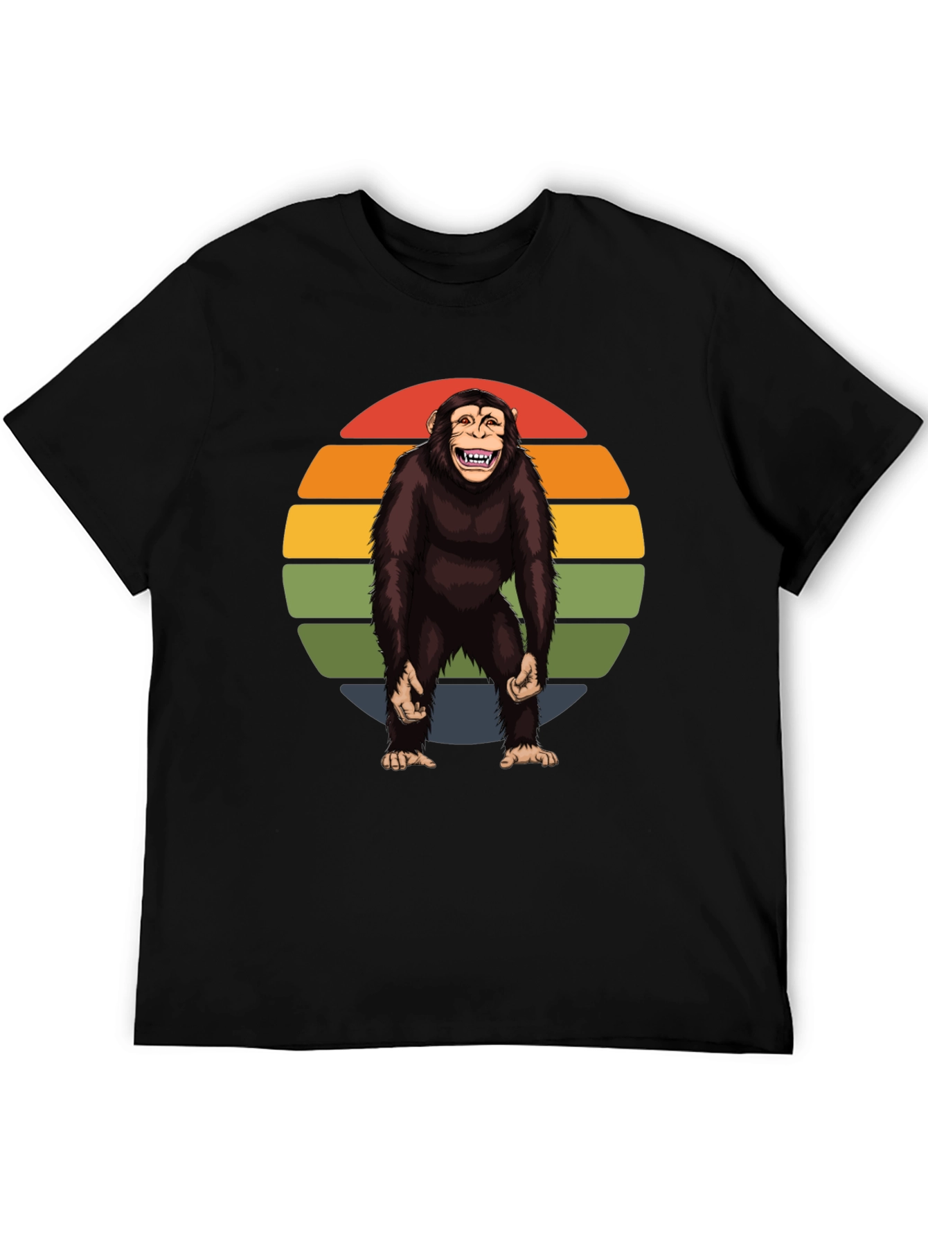 Black Retro Monkey Graphic Tee - Hilarious Ape Design view 5