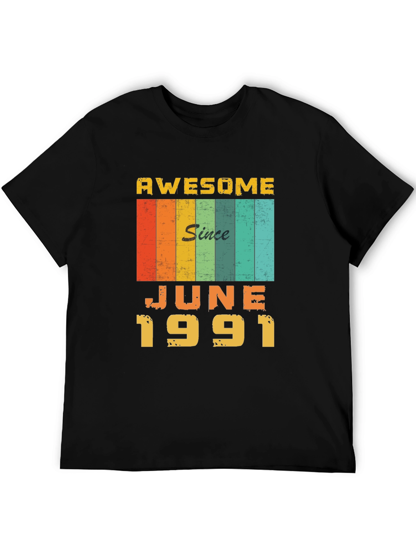 Black Awesome Since June 1991 Birthday T-Shirt view 5