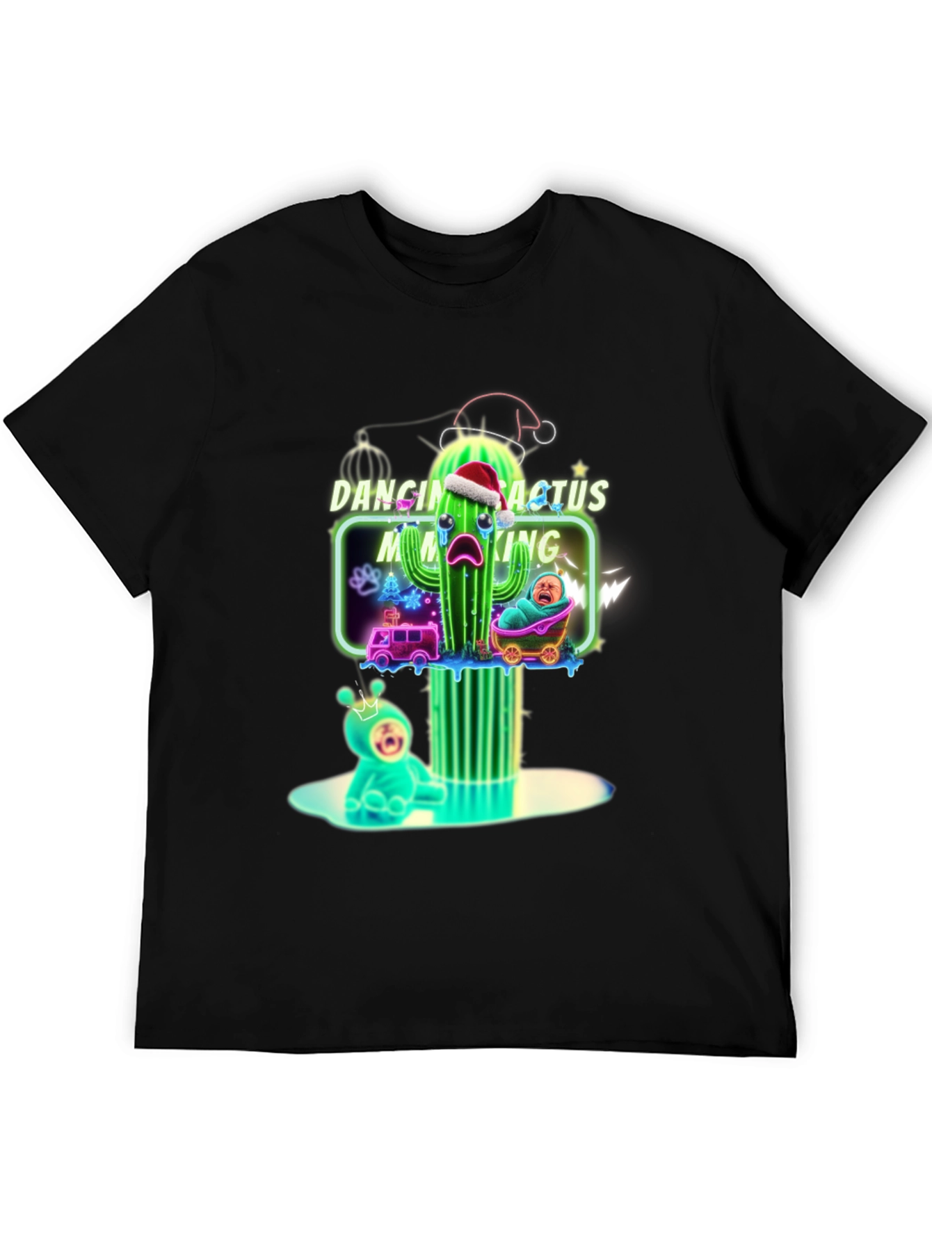 Black Dancing Cactus Making Me Cry T-Shirt - Funny Xmas Tee view 5