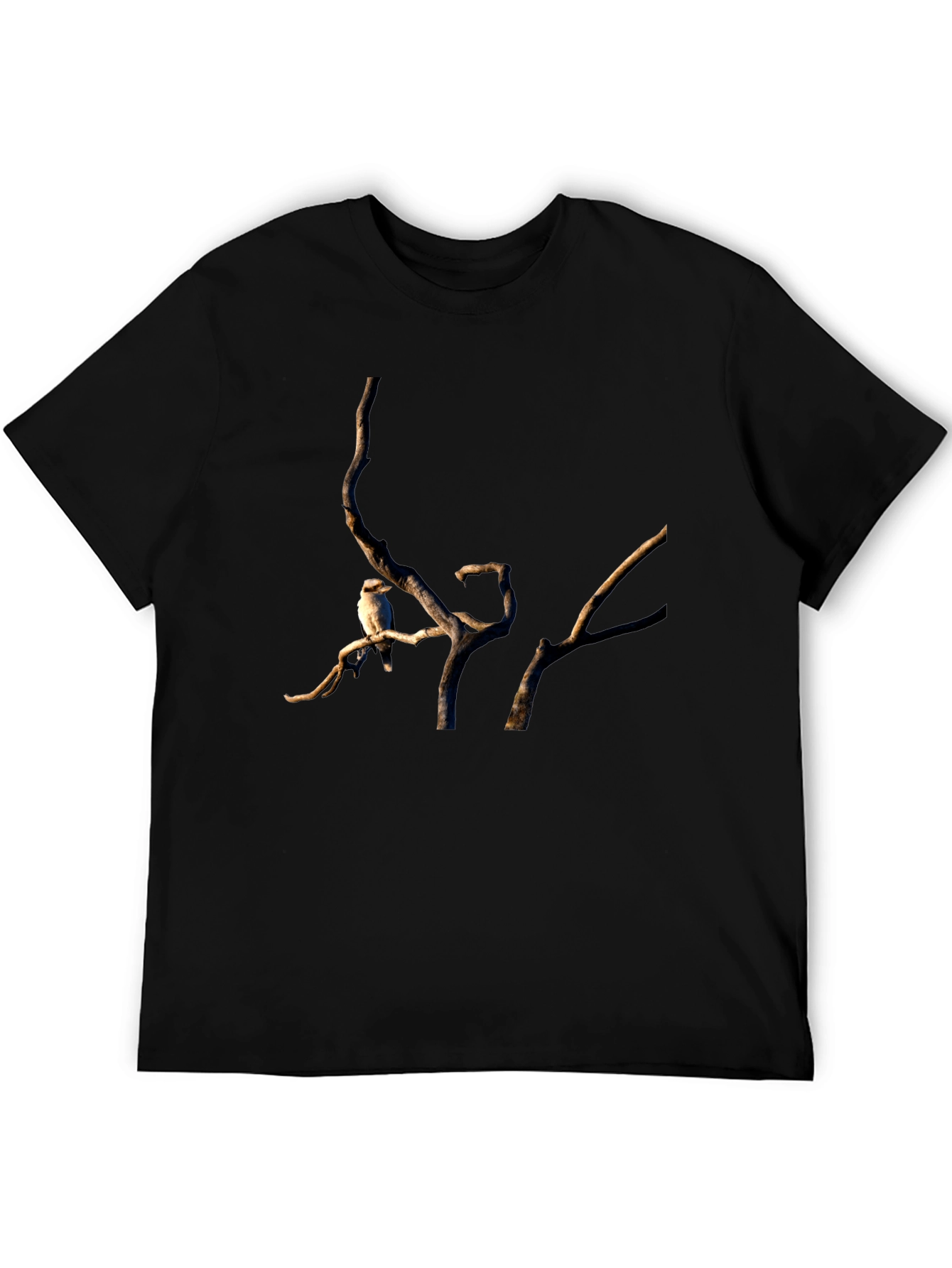 Black Kookaburra on Branch Black T-Shirt view 5