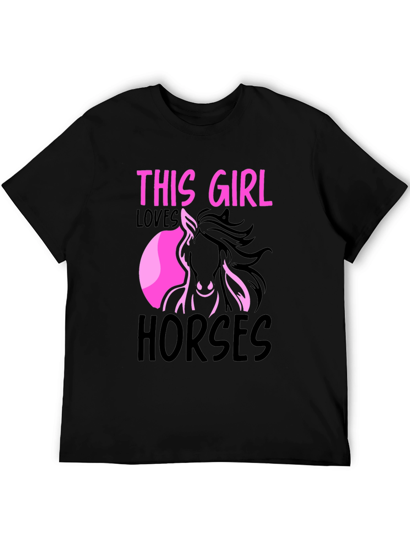 Black This Girl Loves Horses Graphic Tee view 5