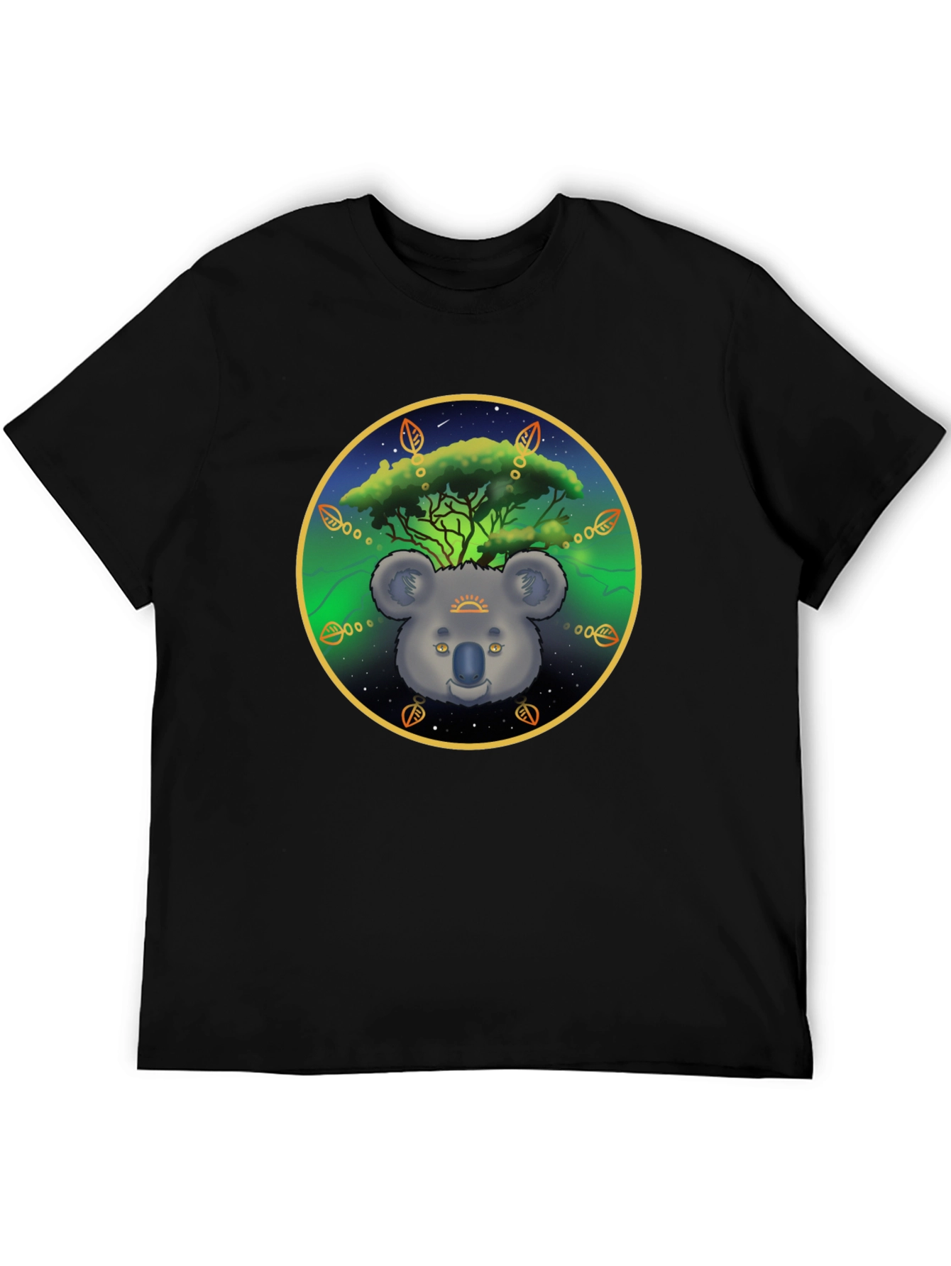 Black Koala Tree Graphic Tee - Unisex Black T-Shirt view 5