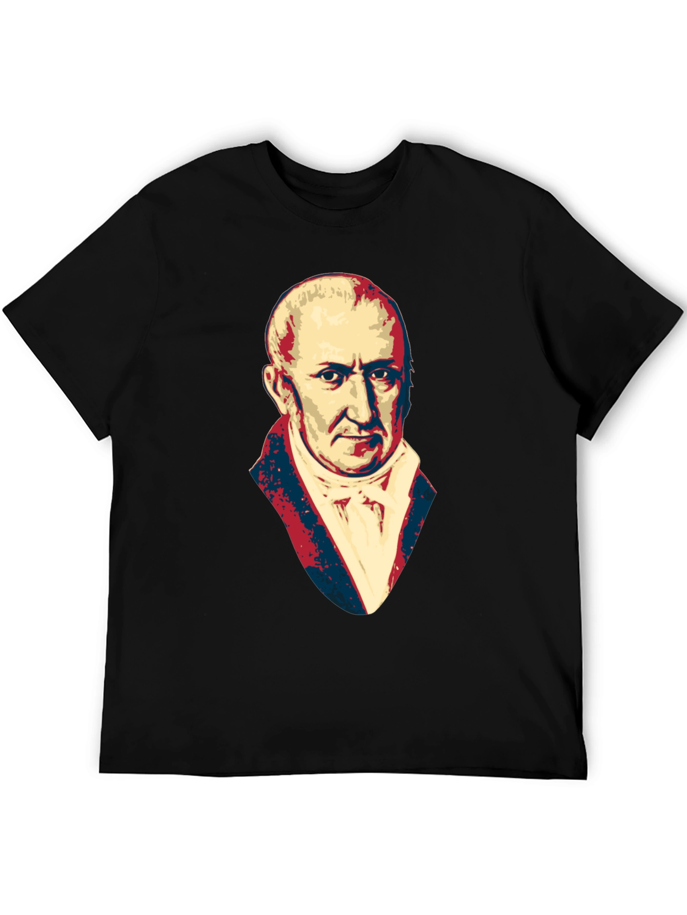 Black Men's Black T-Shirt with Portrait Graphic view 5