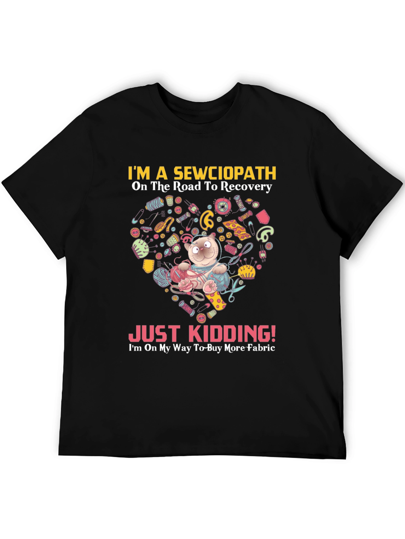 Black Sewciopath T-Shirt - Funny Sewing Lover Gift view 5