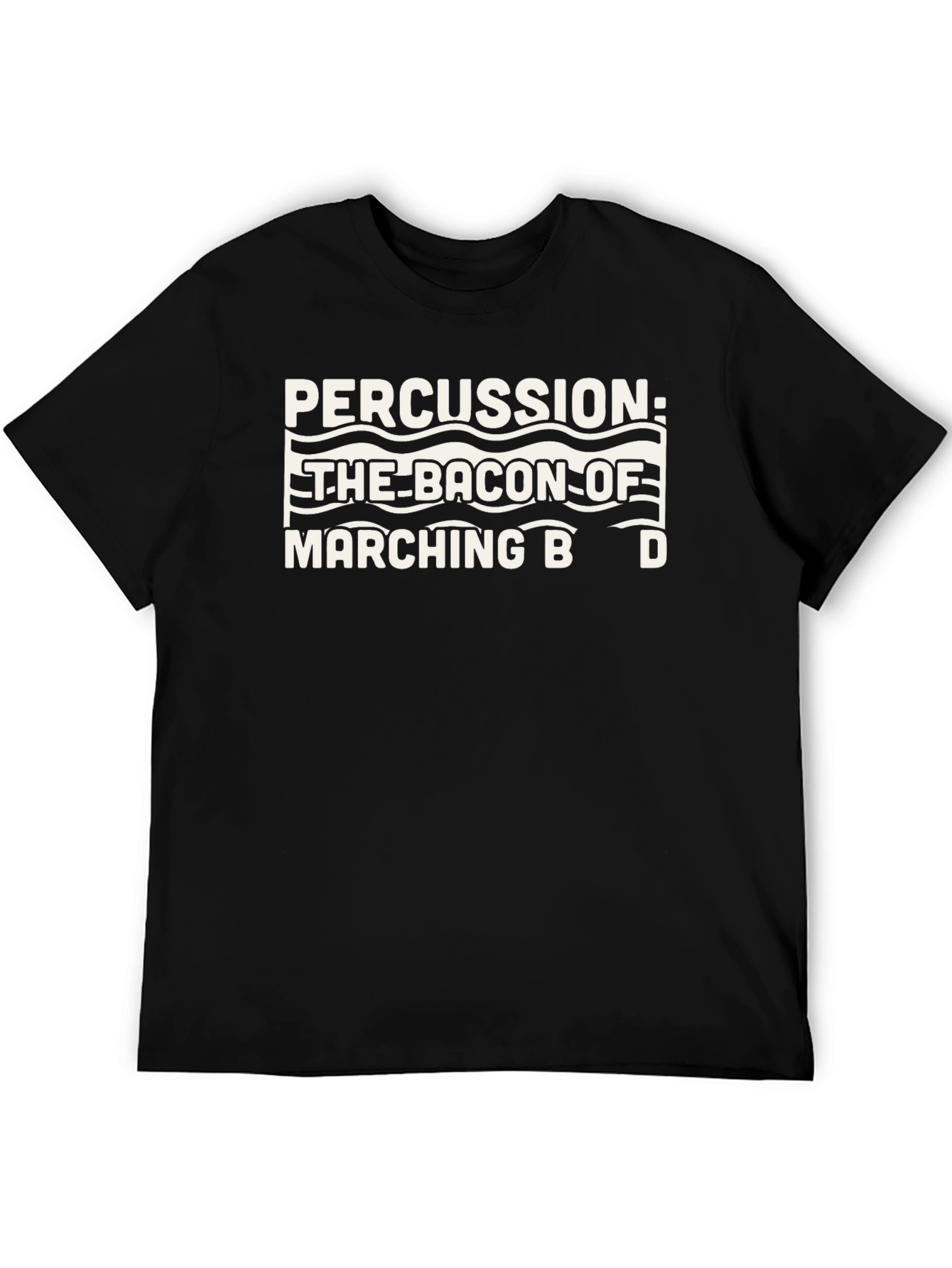 Black Percussion Marching Band Bacon T-Shirt view 5