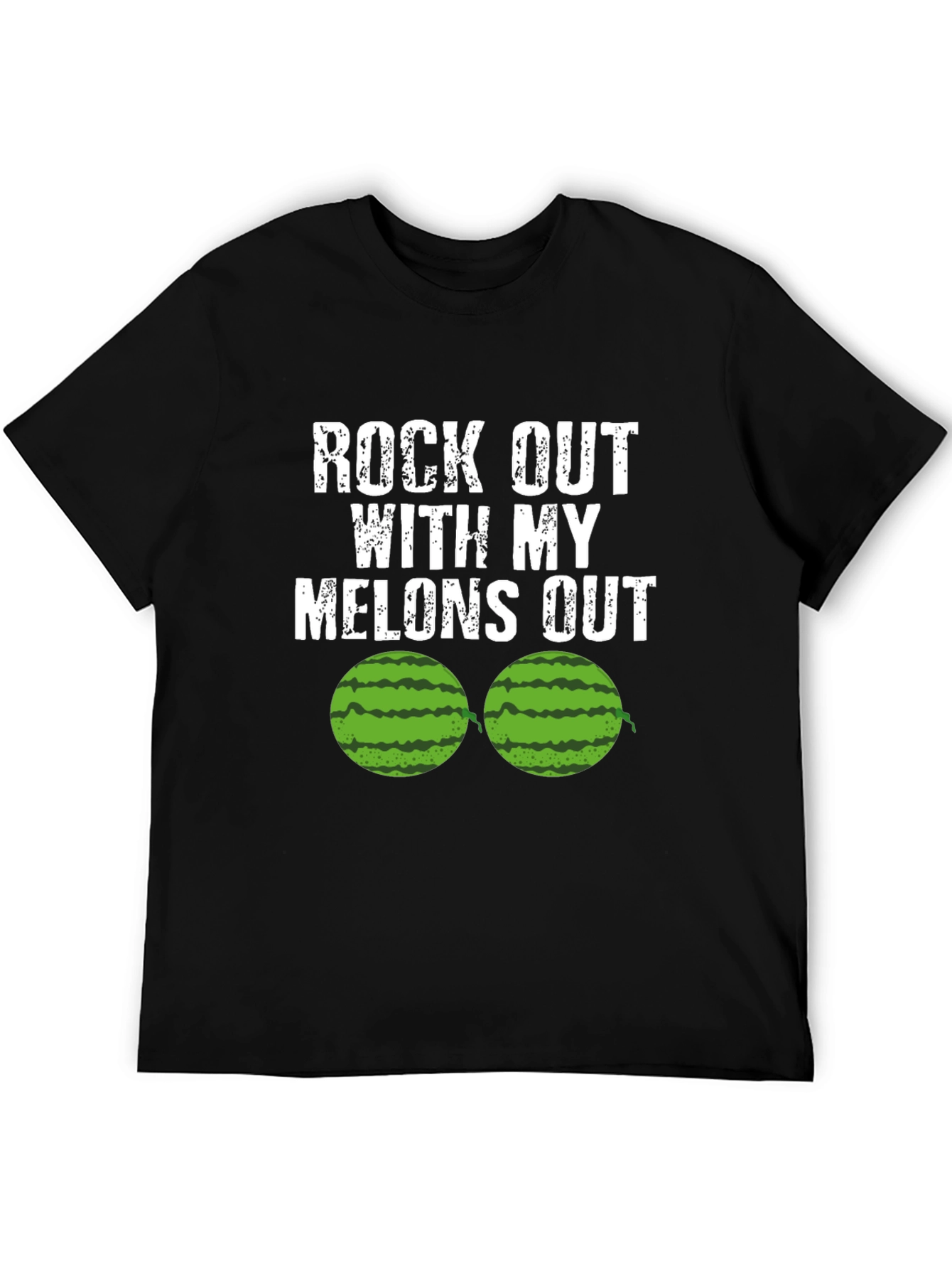 Black Rock Out With My Melons Out Funny T-Shirt view 5