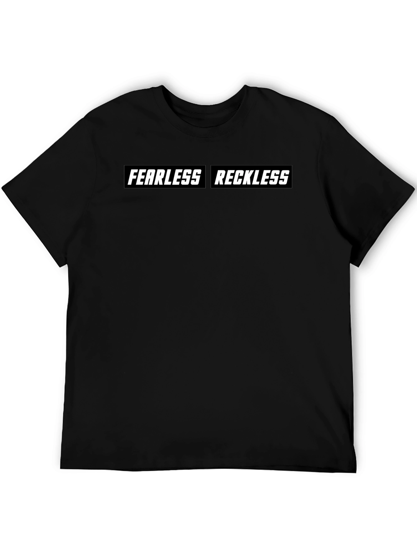 Black Fearless Reckless Graphic Tee - Black Cotton T-Shirt view 5