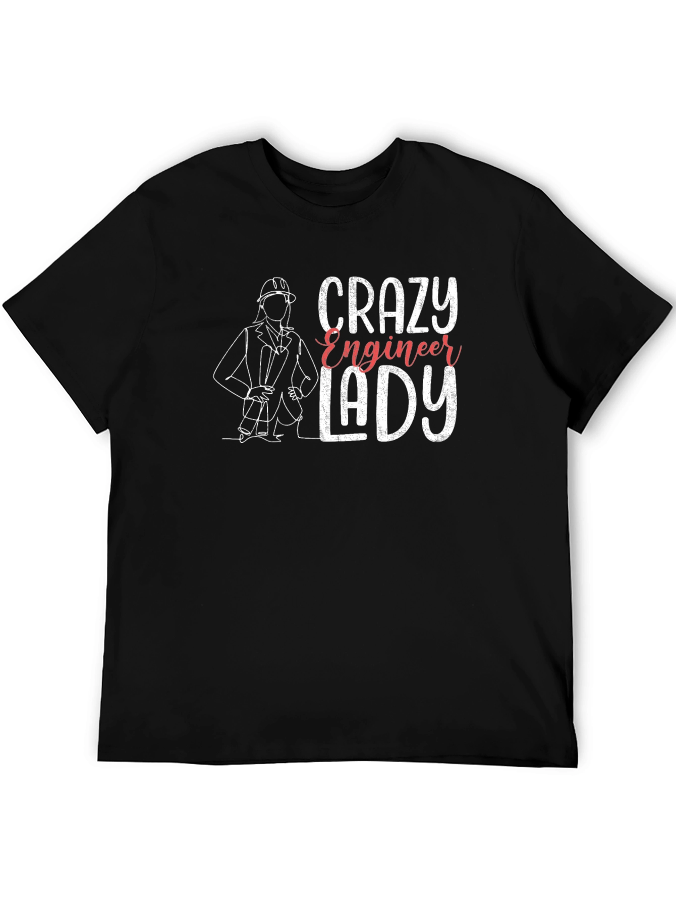 Black Crazy Engineer Lady T-Shirt - Black Tee view 5