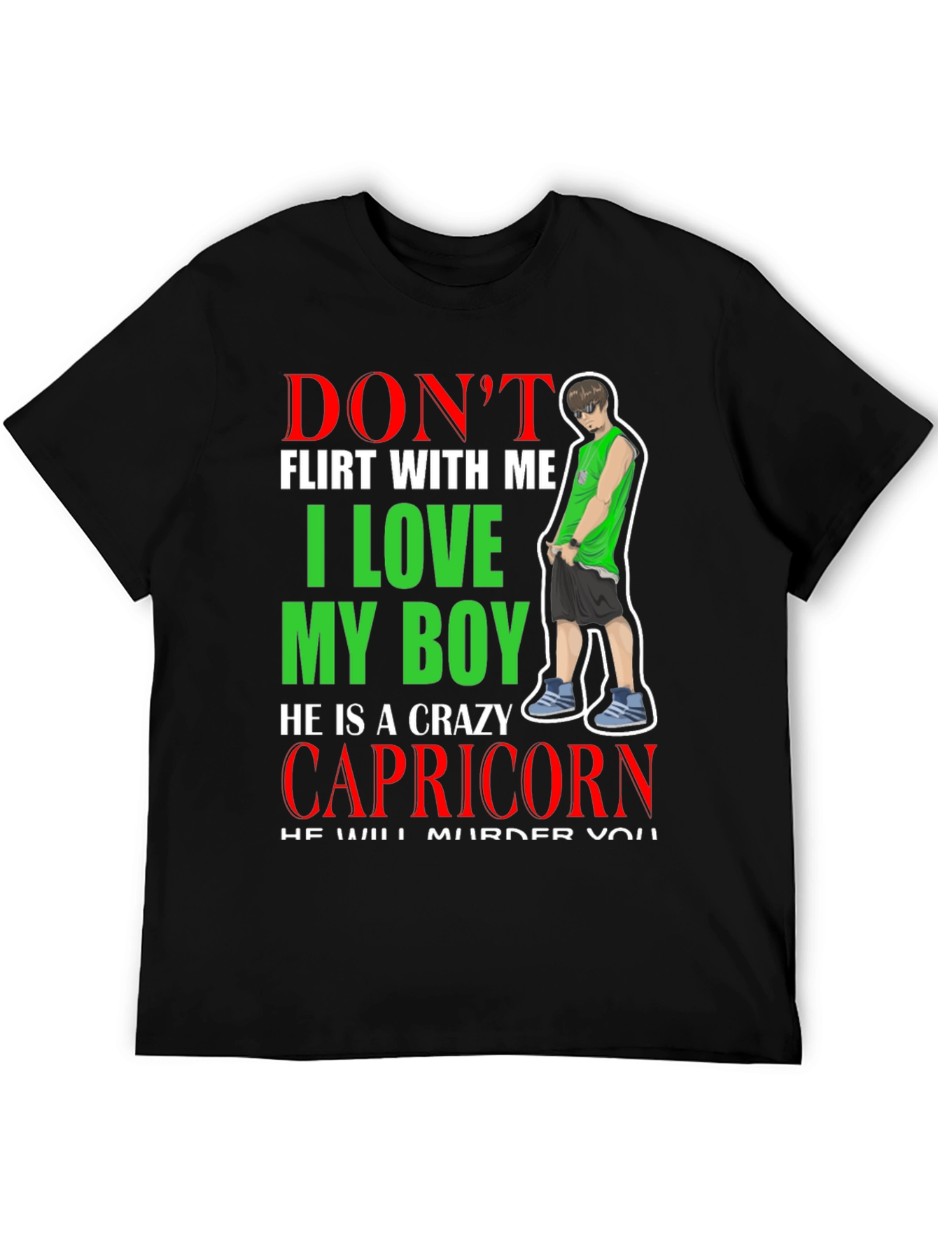 Black Crazy Capricorn Boy T-Shirt view 5