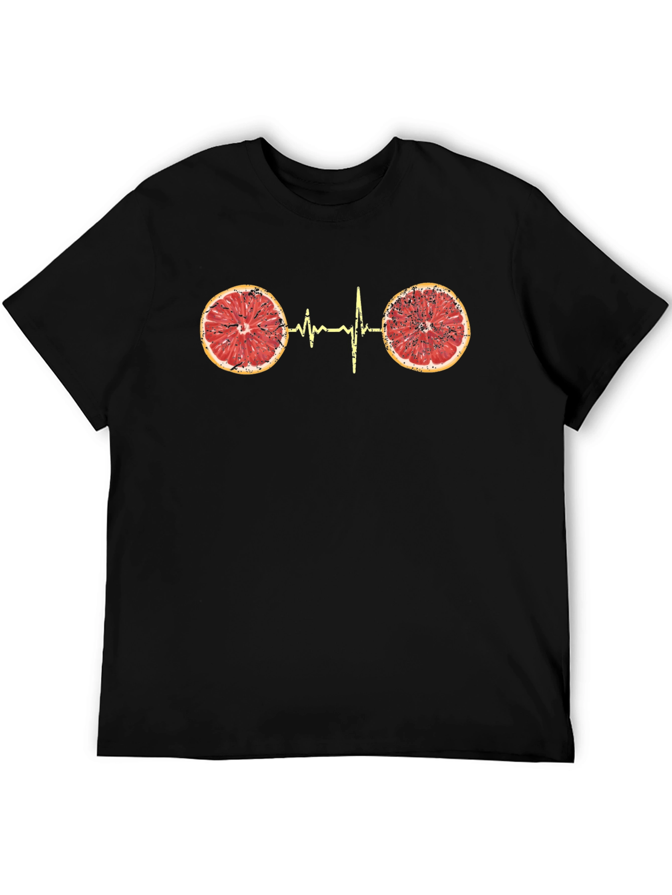 Black Citrus Heartbeat Graphic Tee - Unique Novelty T-Shirt view 5