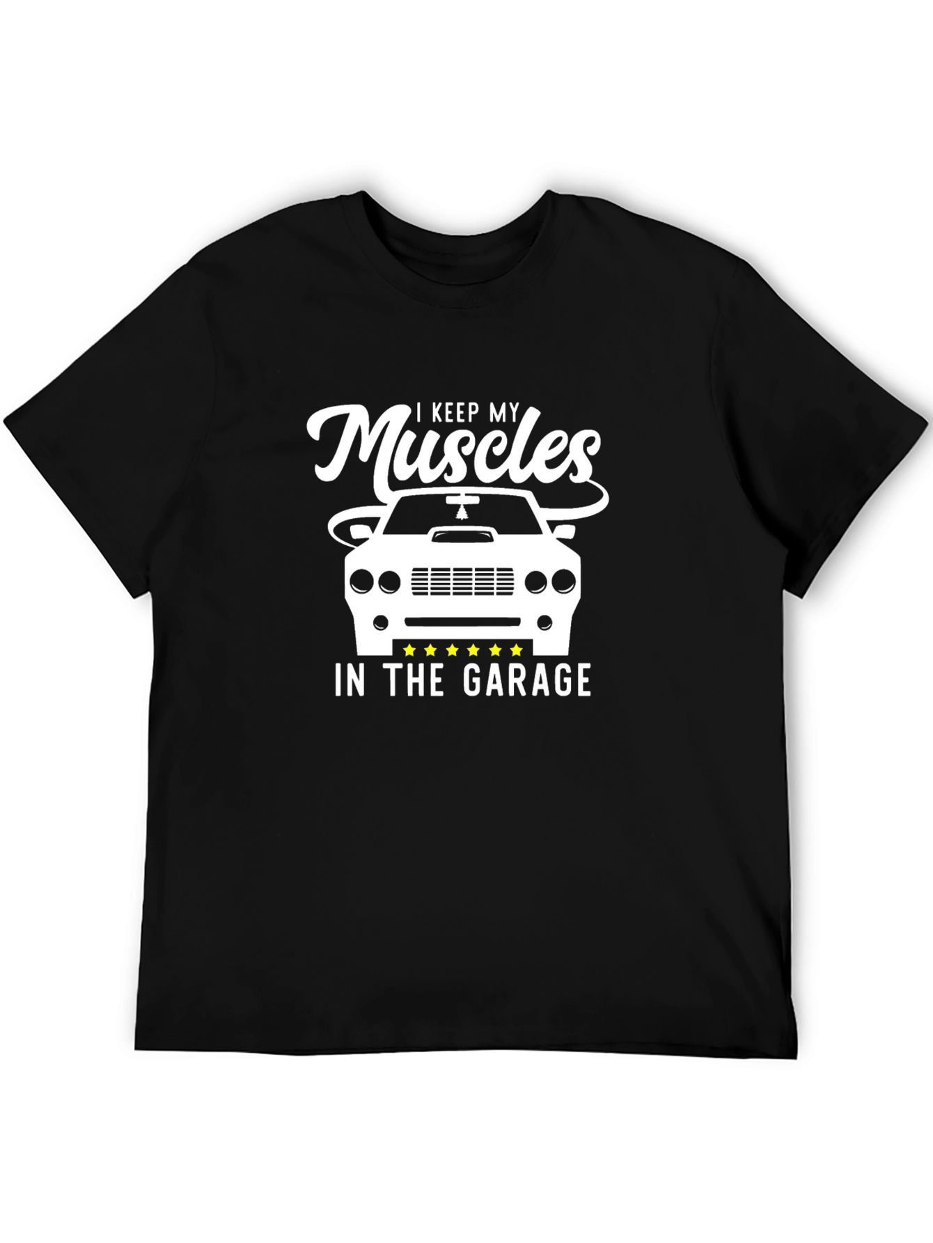 Black I Keep My Muscles in the Garage T-Shirt view 5