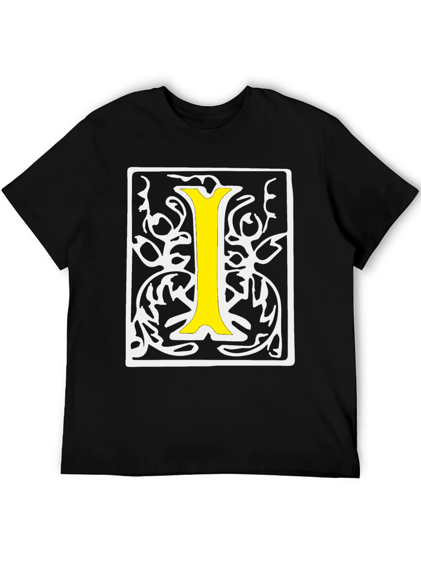 Letter I Graphic Tee - Vintage Style Black T-Shirt - 5
