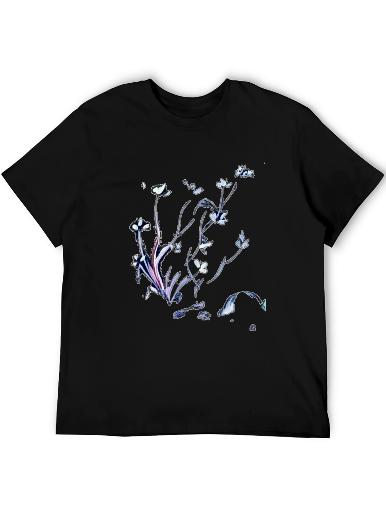 Black Floral Print Black T-Shirt view 5