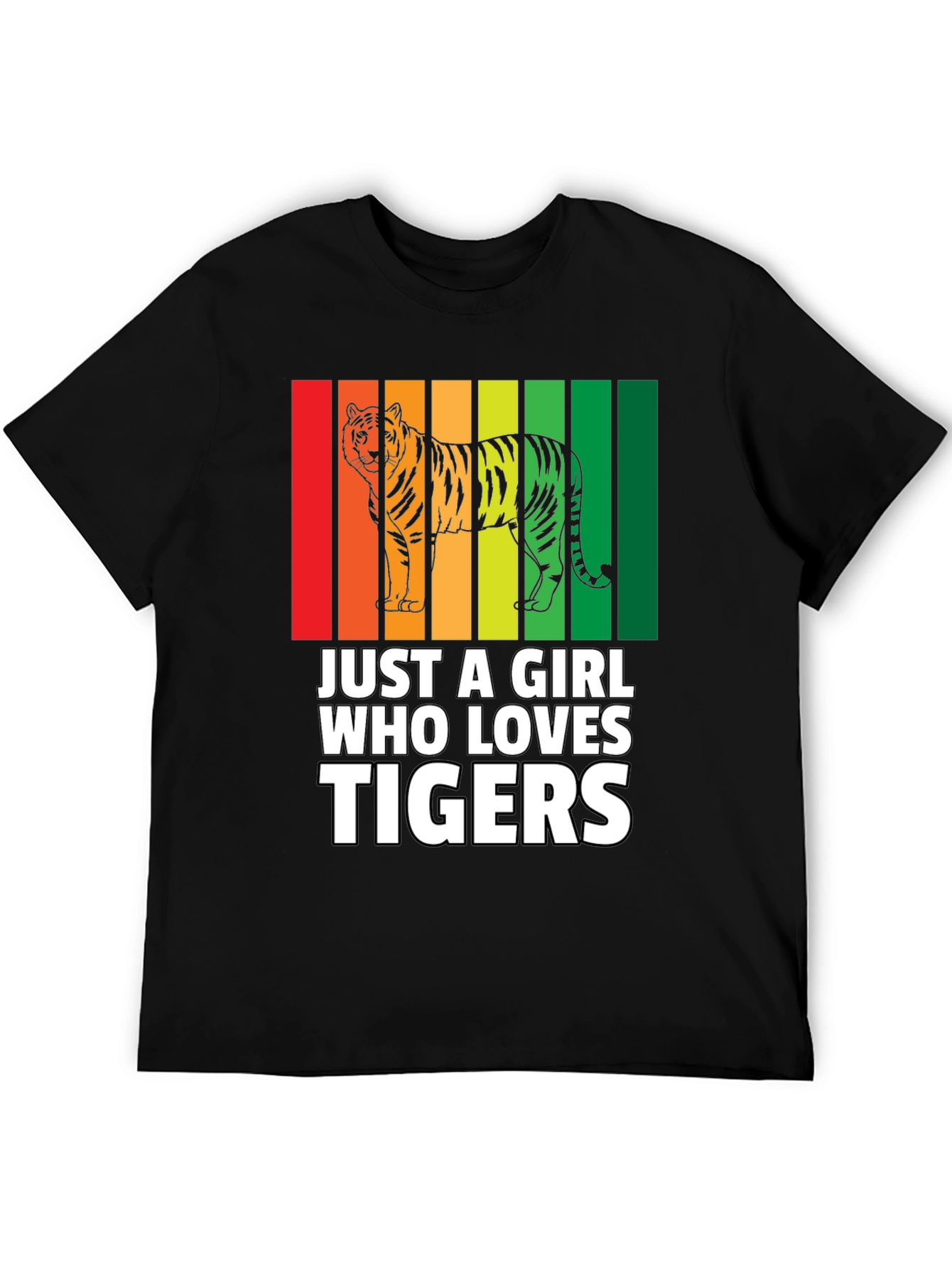 Black Just a Girl Who Loves Tigers T-Shirt view 5