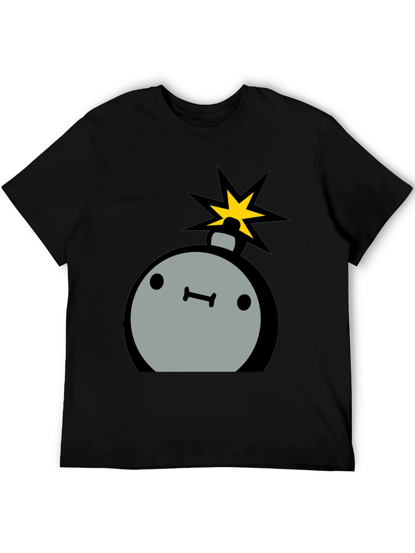 Black Cartoon Bomb Graphic Tee - Men's Black T-Shirt view 5