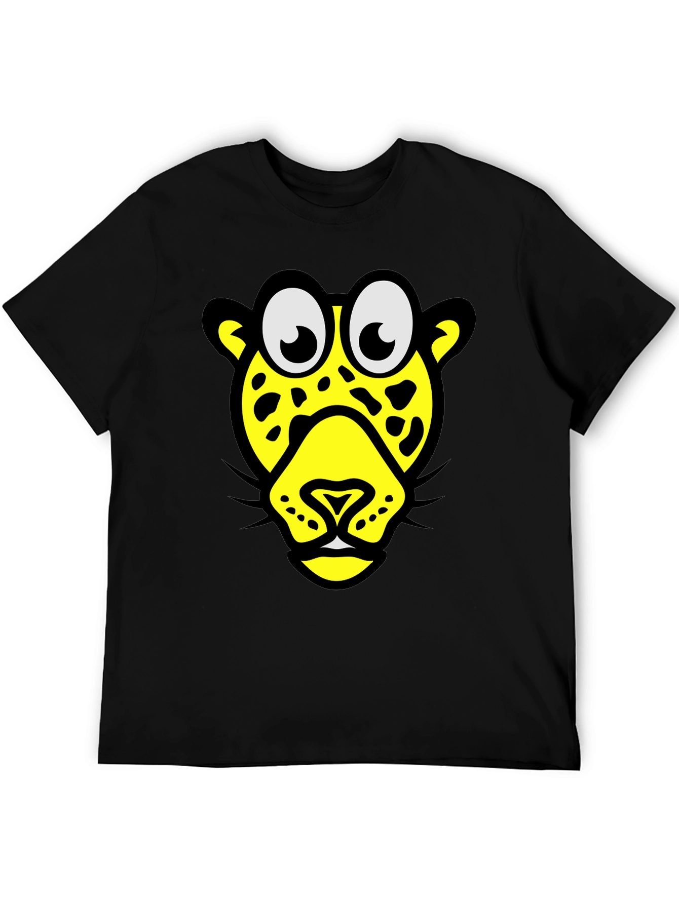 Black Funky Leopard Graphic Tee - Black Cotton T-Shirt view 5