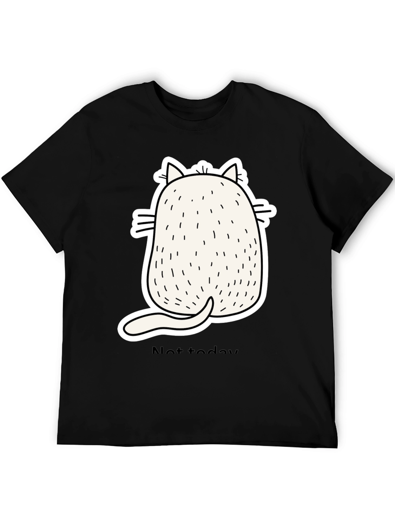 Black Funny Cat Back View Black T-Shirt - Not Today view 5