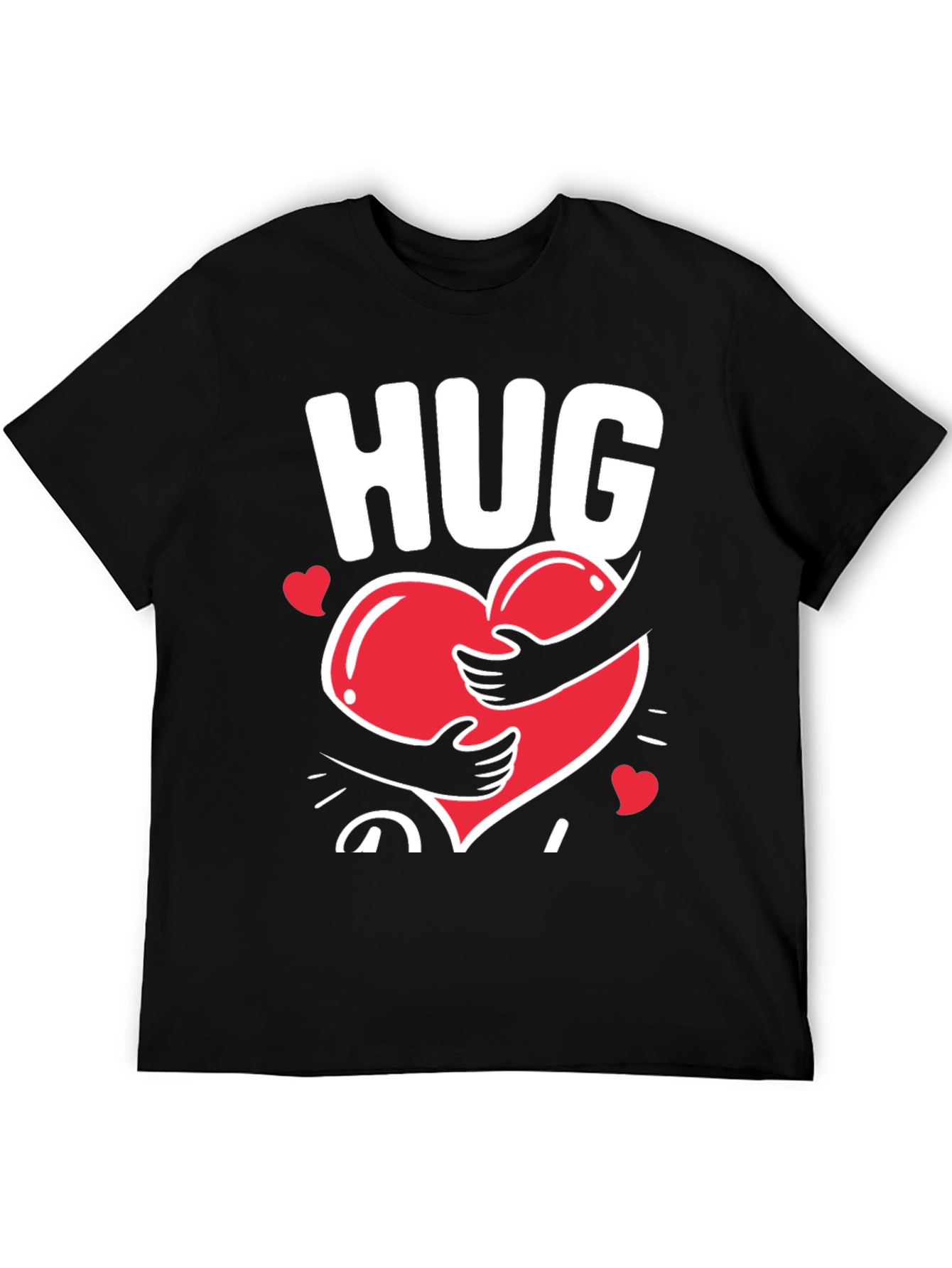 Black Hug Heart Graphic Tee - Black Casual T-Shirt view 5