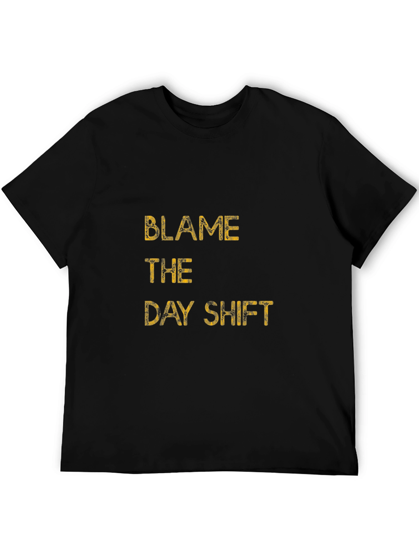 Black Blame the Day Shift Graphic Tee - Black Cotton T-Shirt view 5