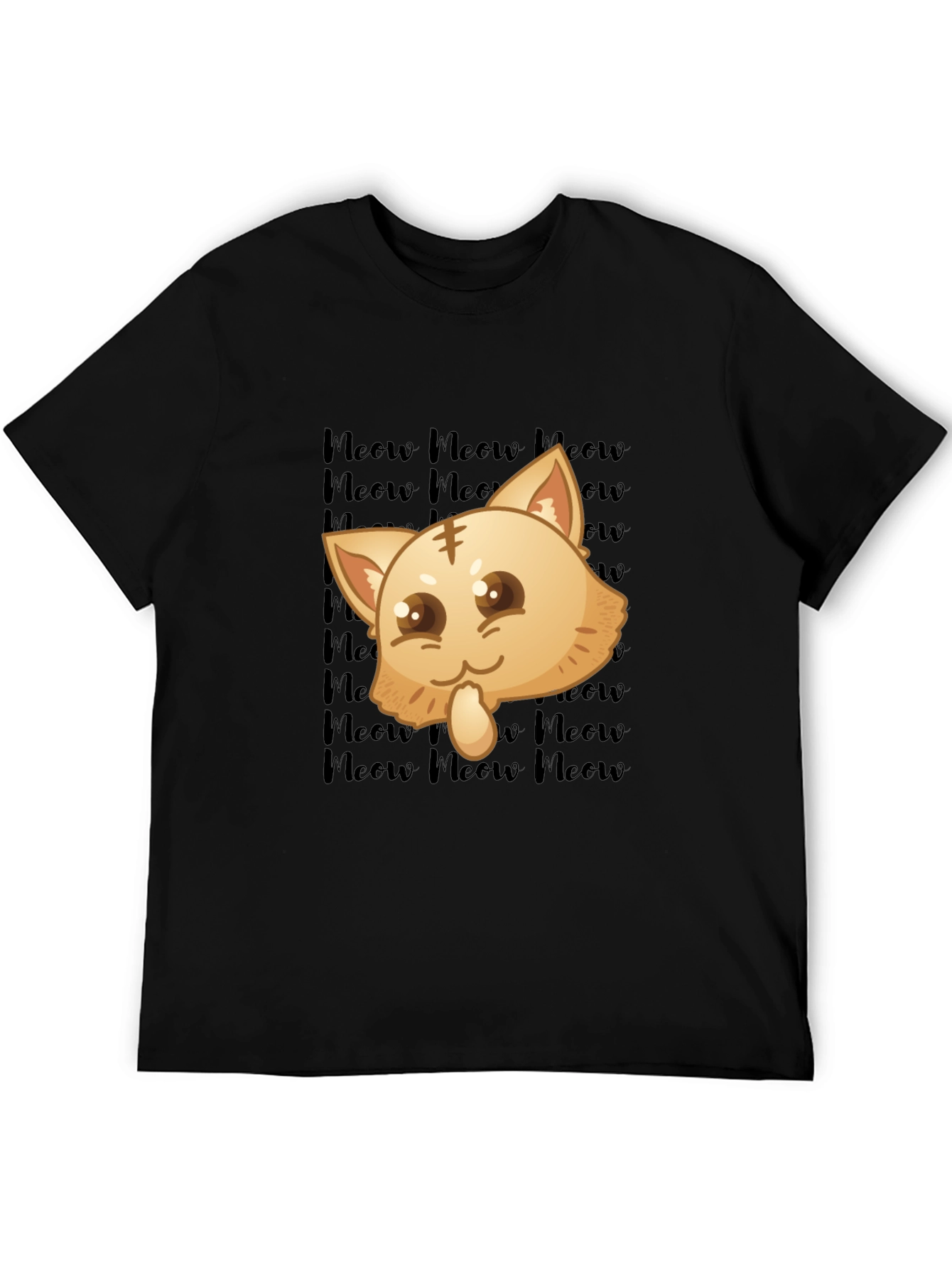 Black Kawaii Meow Cat T-Shirt view 5
