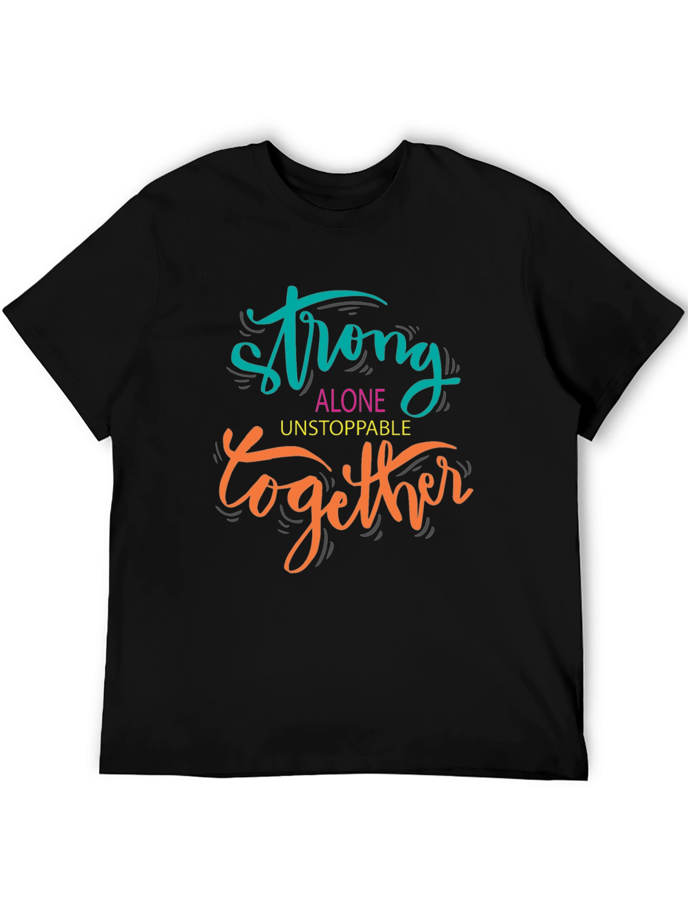 Black Motivational Strong Together Graphic Tee view 5