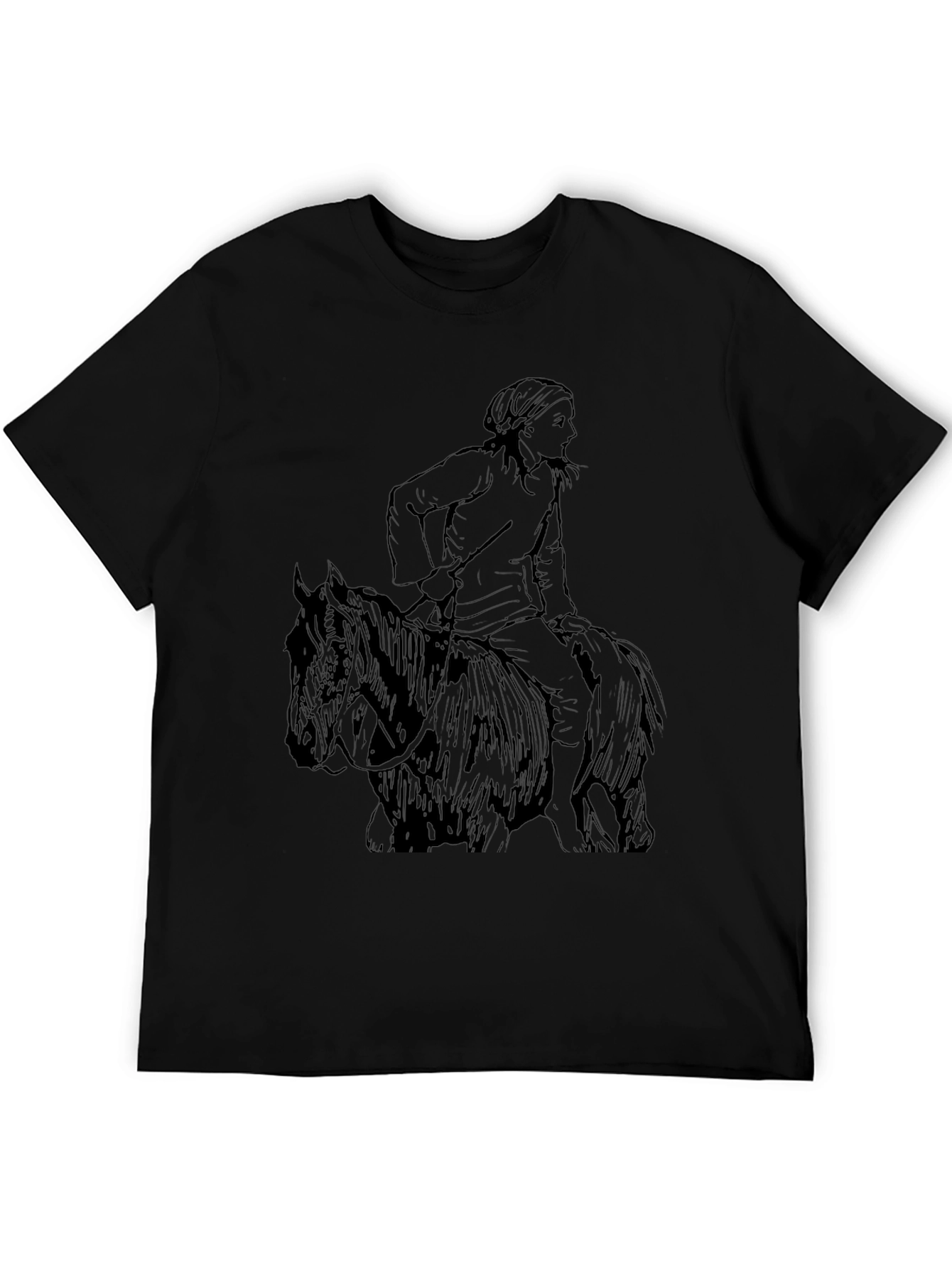 Black T-Shirt with Equestrian Graphic Tee - 5