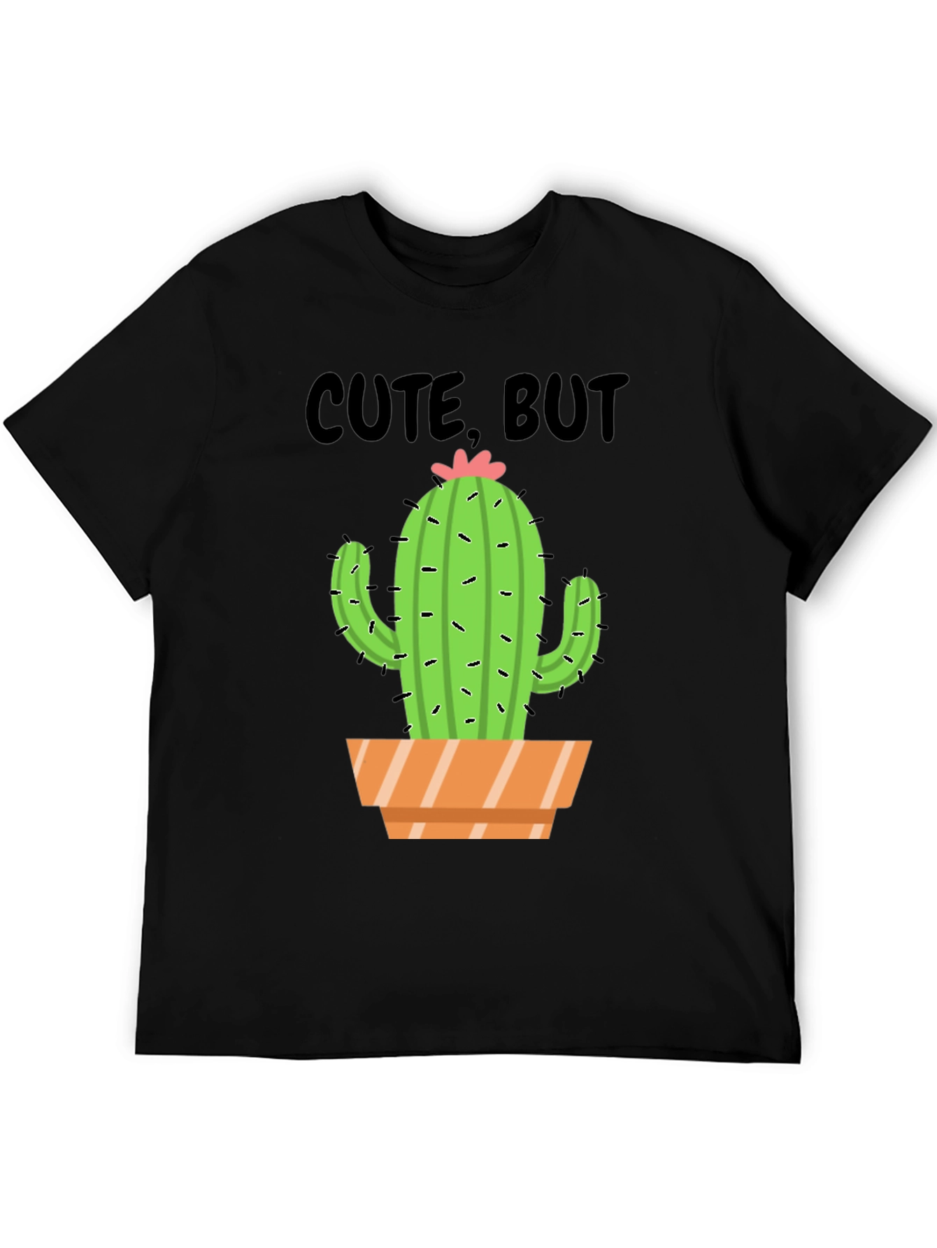 Black Cute But Prickly Cactus Graphic Tee - Unisex Cotton T-Shirt view 5