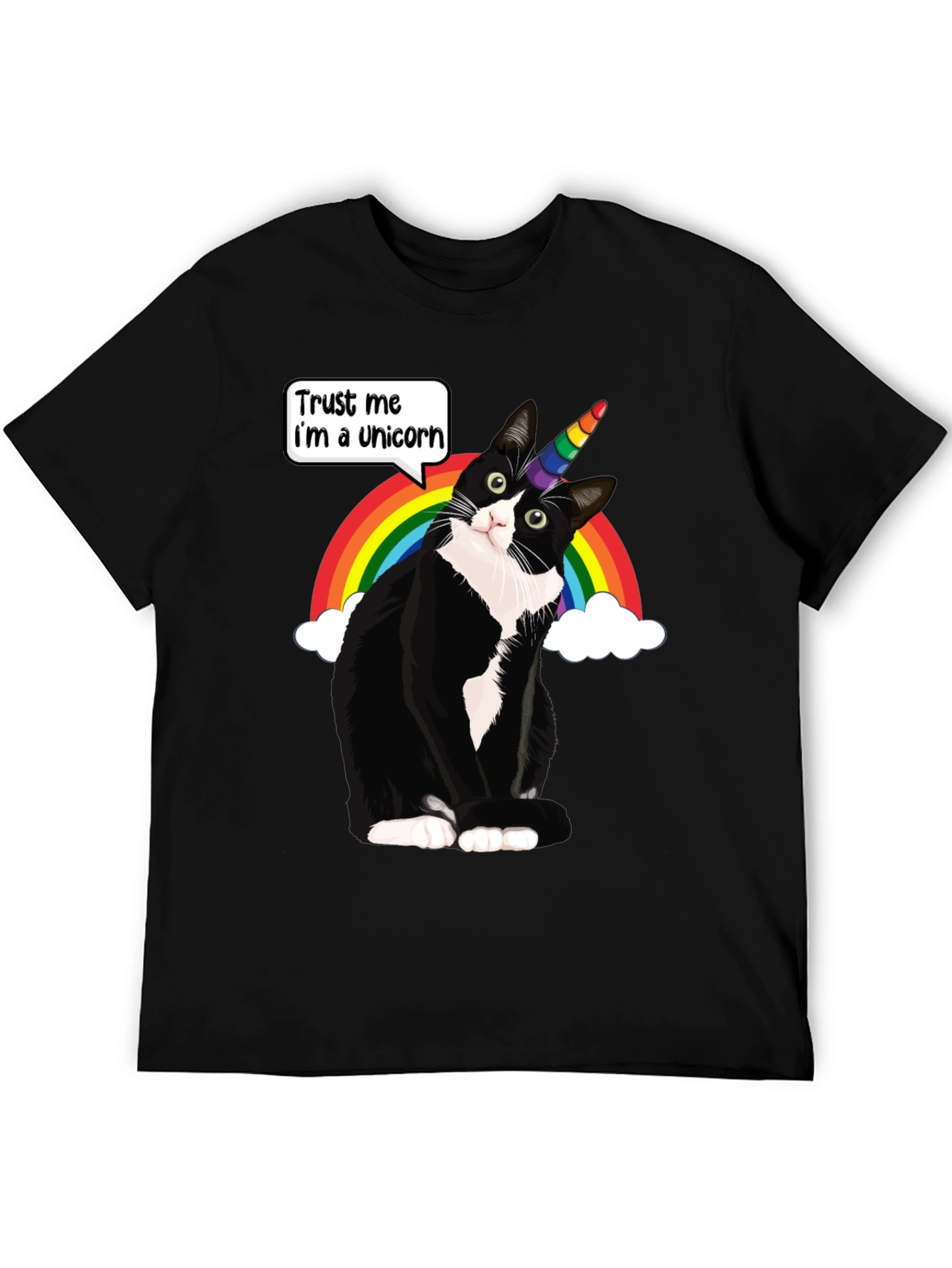 Black Unicorn Cat T-Shirt - Trust Me I'm a Unicorn view 5