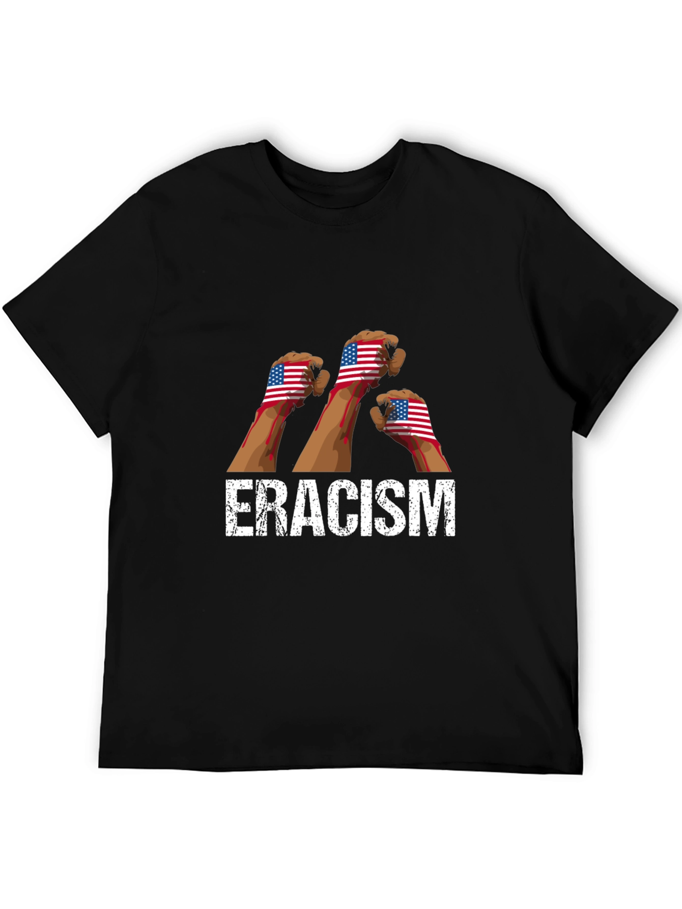 Black Eradicate Racism Graphic T-Shirt view 5