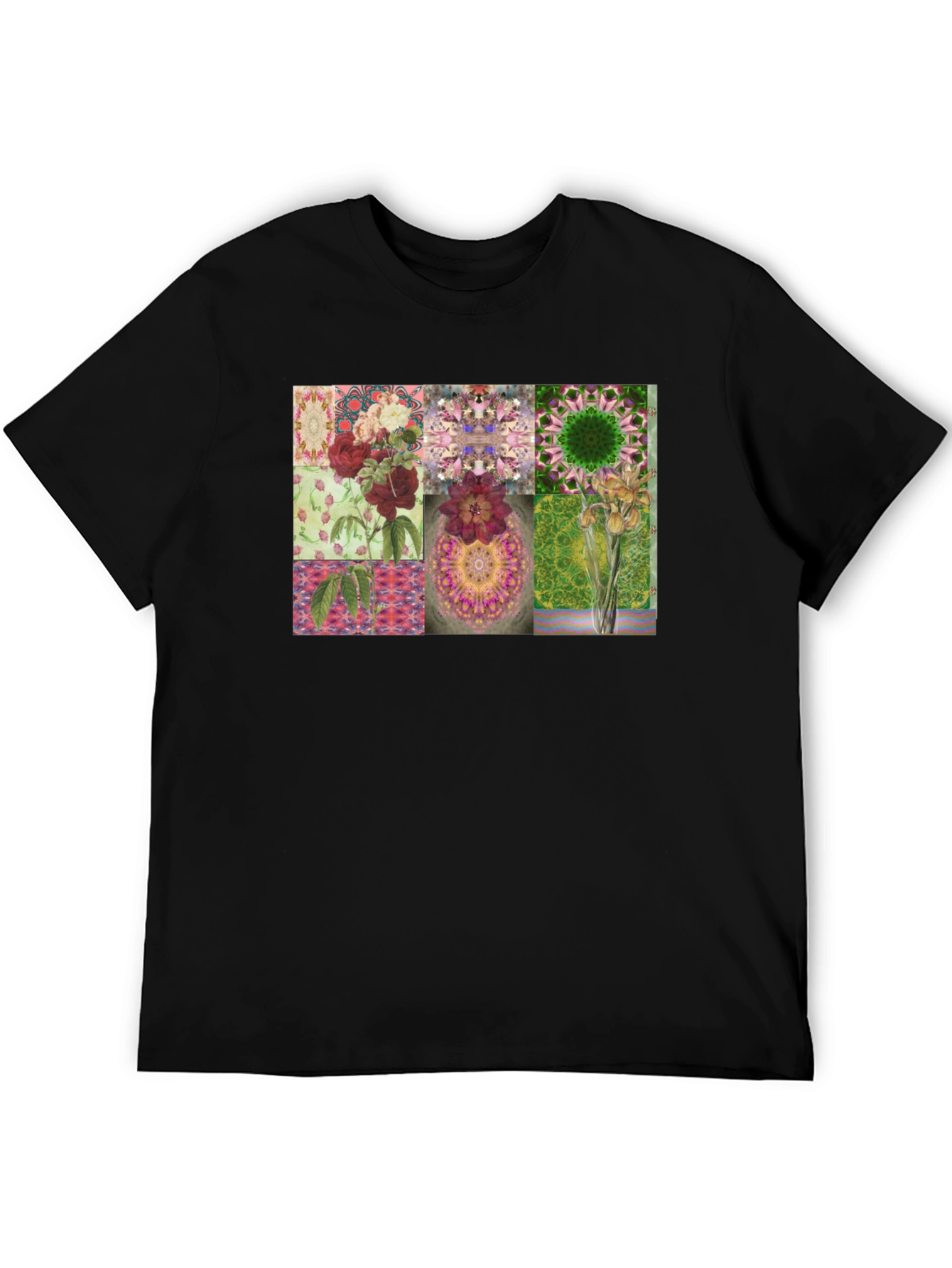 Black Floral Collage Print Black T-Shirt view 5