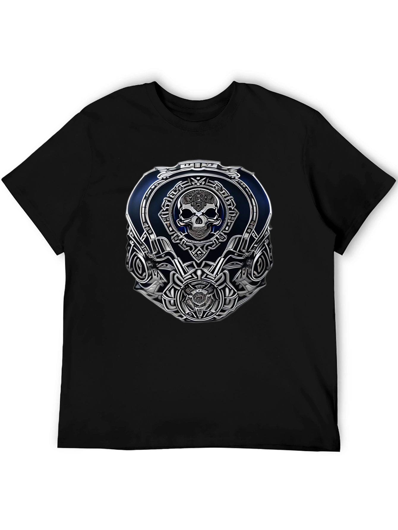Black Skull Emblem Graphic Tee - Black Casual Wear view 5