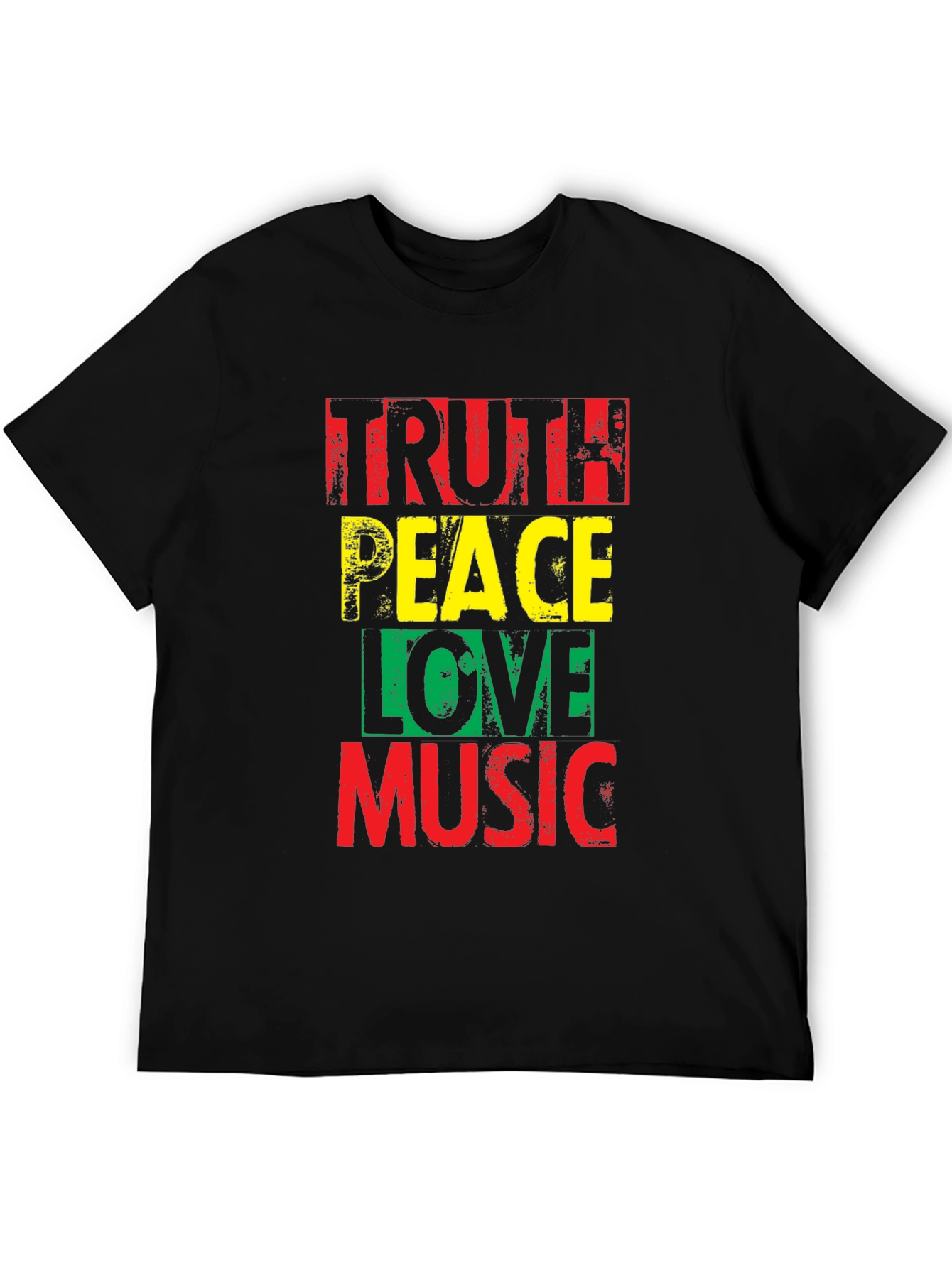 Black Truth Peace Love Music Graphic T-Shirt view 5