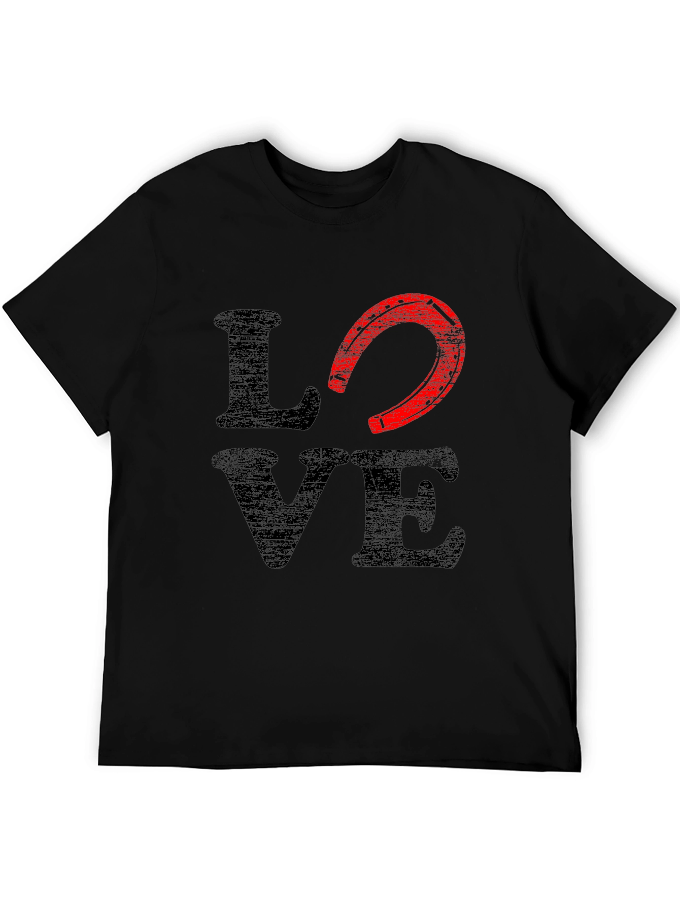 Black Love Horseshoe Graphic Tee - Black Cotton Blend view 5