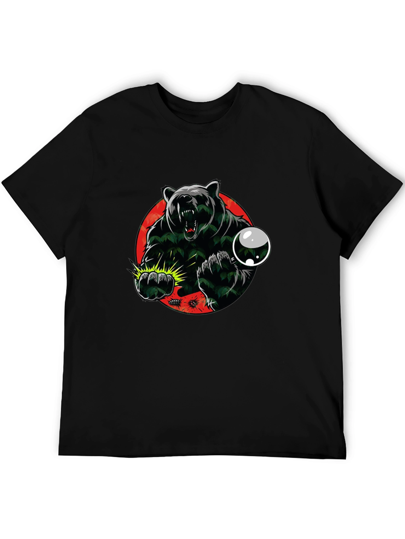 Black Men's Graphic Tee - Bear Attack Design view 5