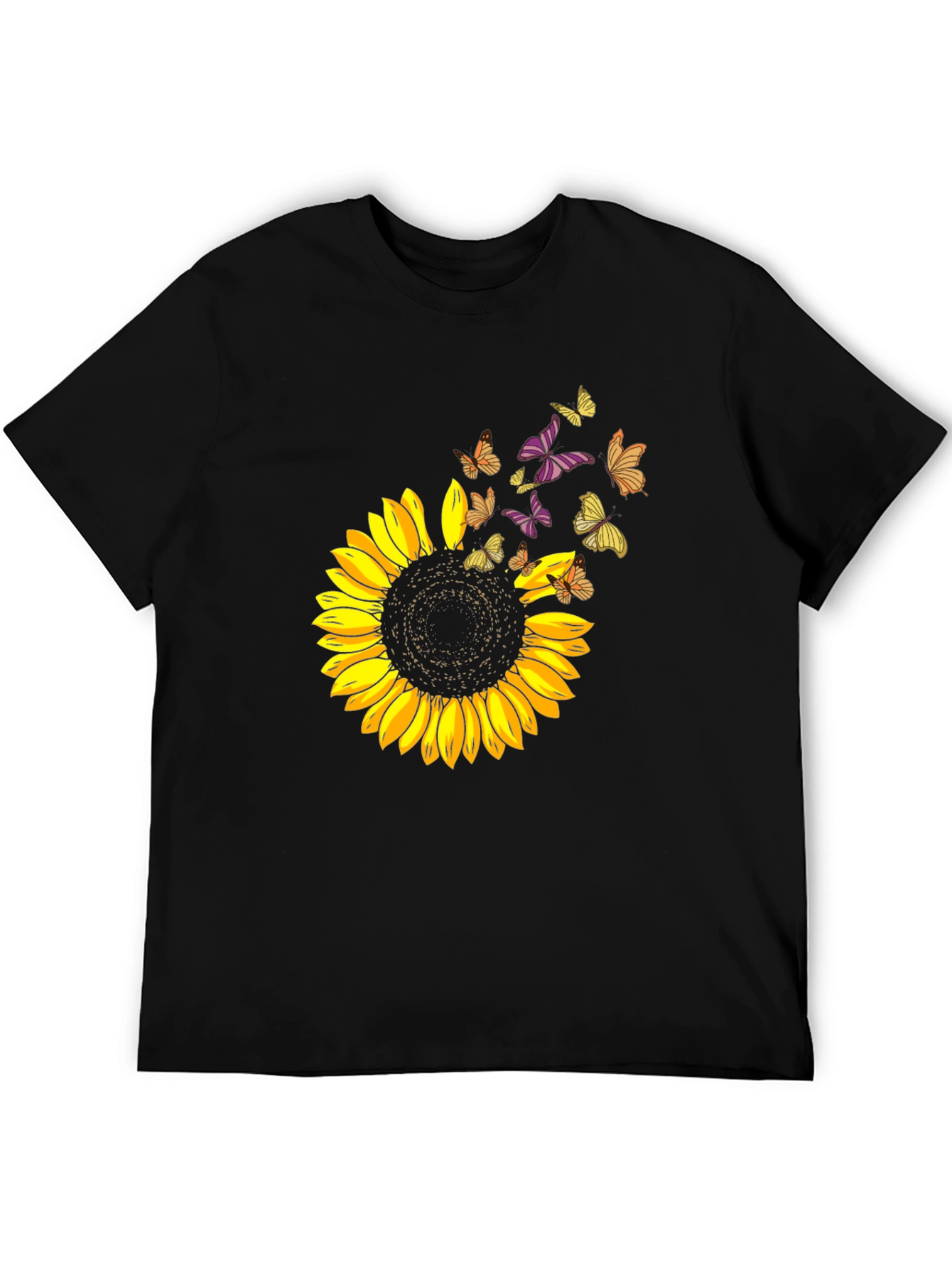 Black Sunflower Butterfly Graphic Tee view 5