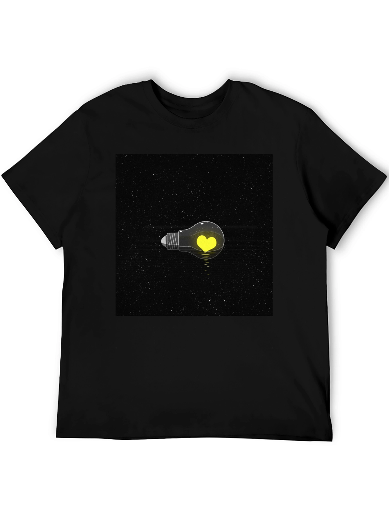 Black Heart Lightbulb T-Shirt - Black Graphic Tee view 5