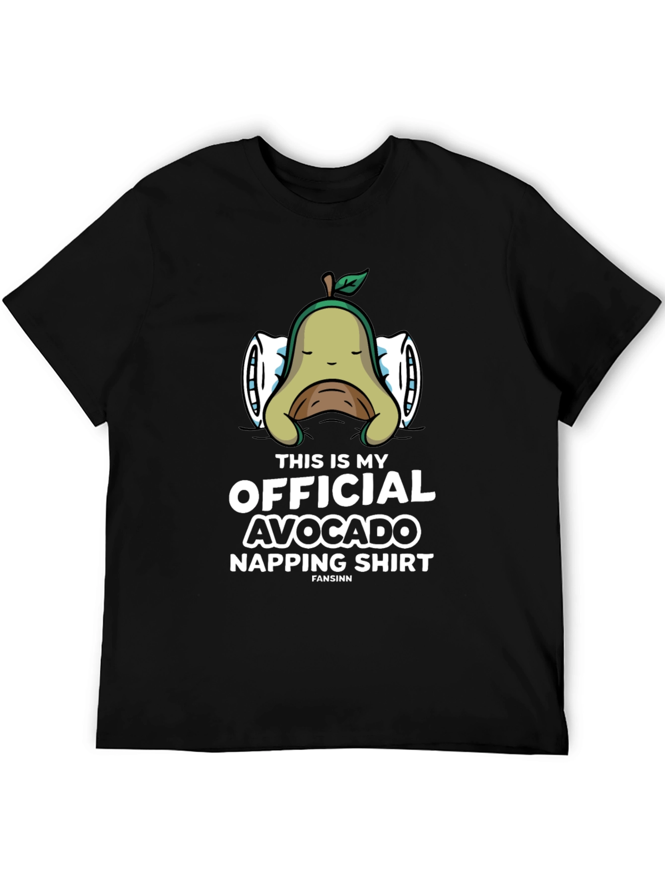 Black Avocado Napping T-Shirt - Funny Sleep Shirt view 5