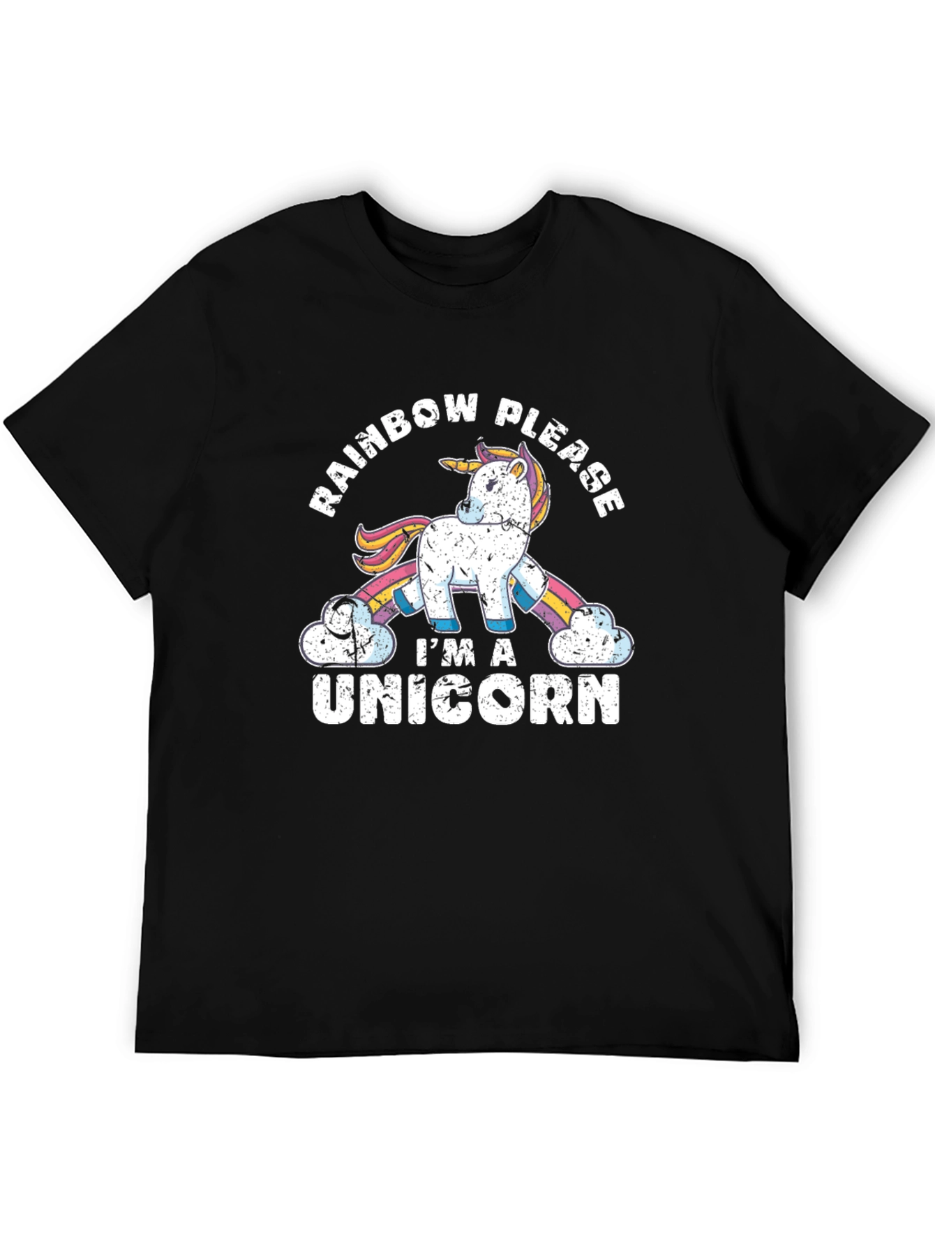Black Rainbow Please I'm a Unicorn Men's Graphic Tee view 5
